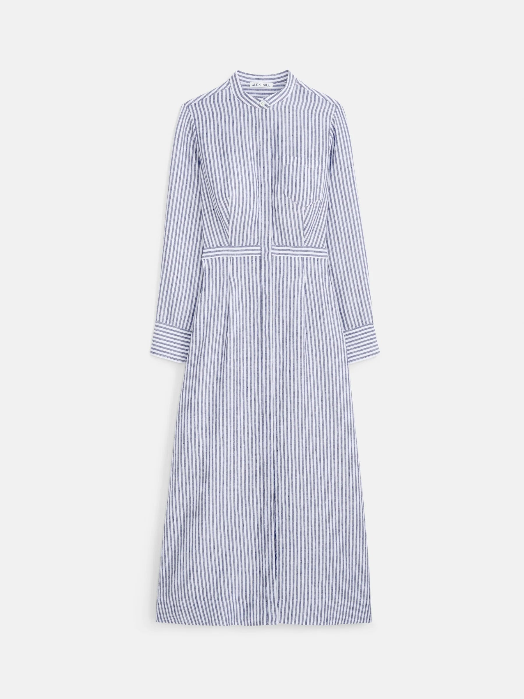Alex Mill Isabella Striped Dress In Linen - Navy/Ivory