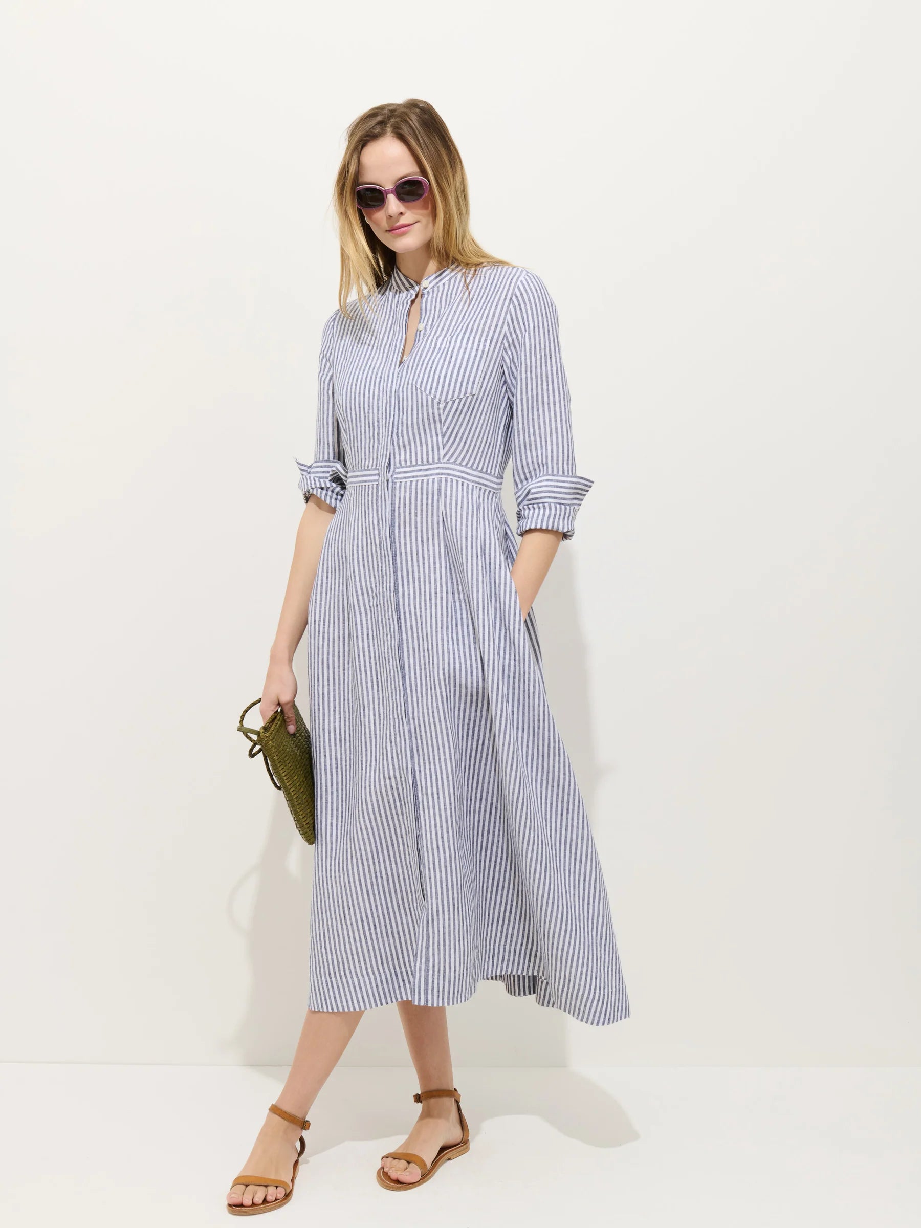 Isabella Striped Dress In Linen Navy/Ivory / XS | Alex Mill Isabella Striped Dress In Linen Navy/Ivory / XS | Alex Mill
