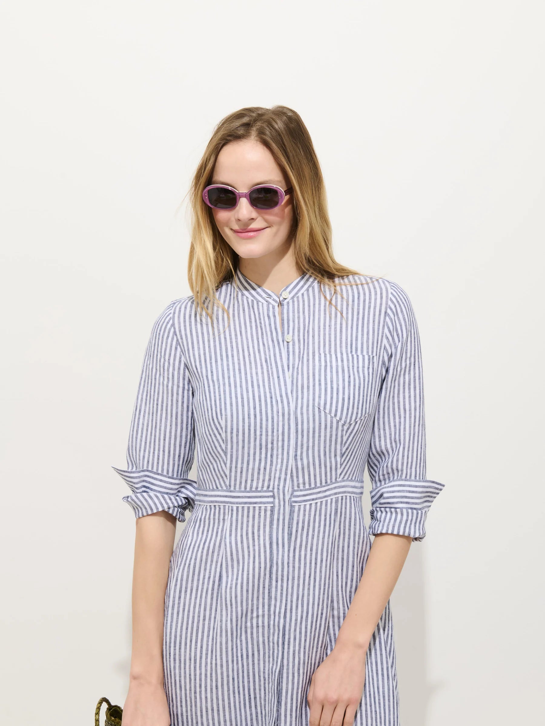 Isabella Striped Dress In Linen Navy/Ivory / XS | Alex Mill Isabella Striped Dress In Linen Navy/Ivory / XS | Alex Mill