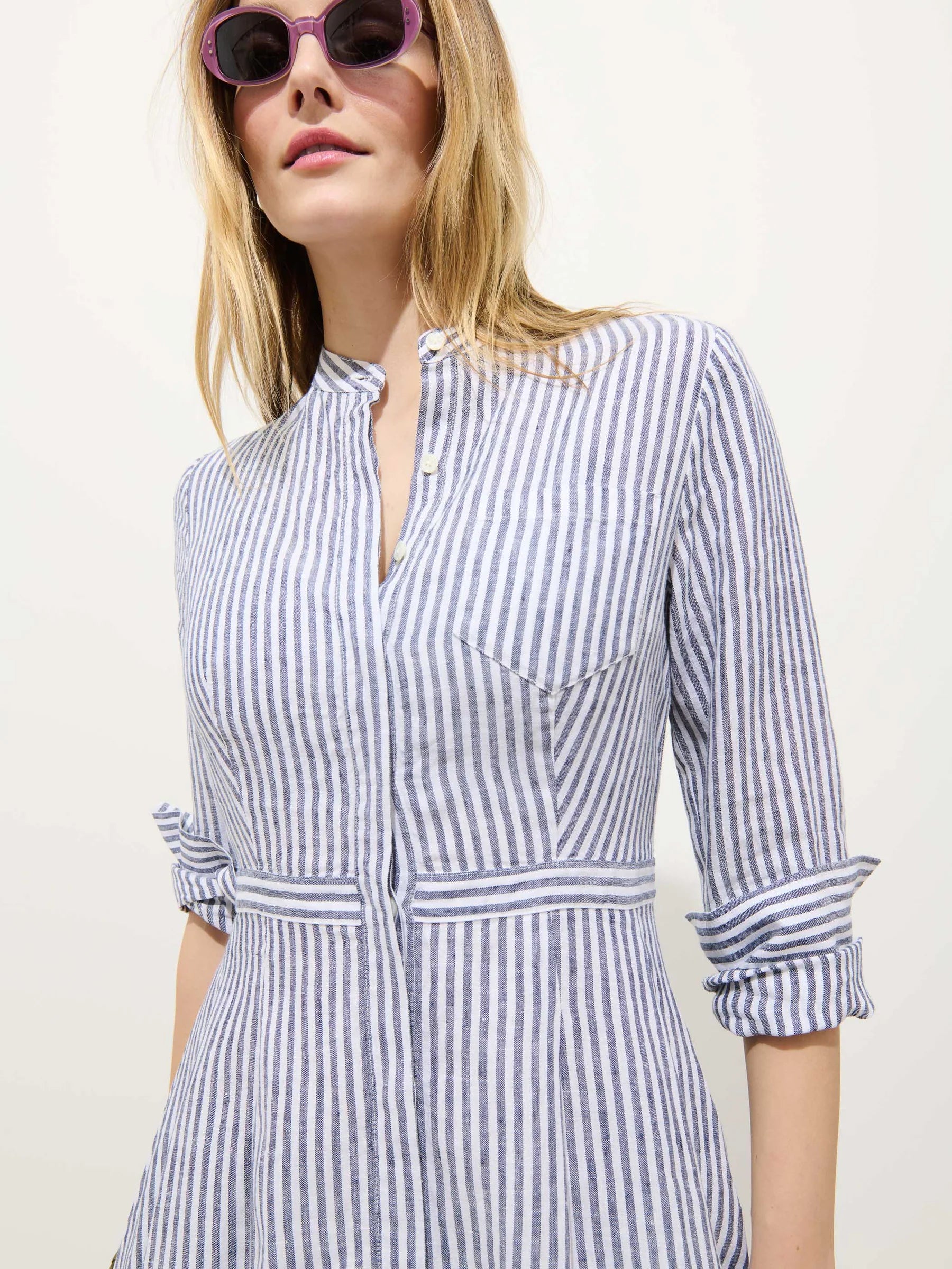 Isabella Striped Dress In Linen Navy/Ivory / XS | Alex Mill Isabella Striped Dress In Linen Navy/Ivory / XS | Alex Mill