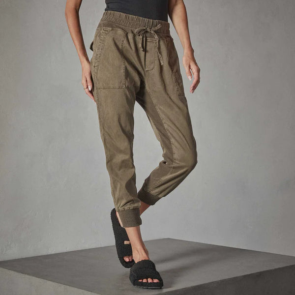 James Perse Mixed Media Pant in Army Green
