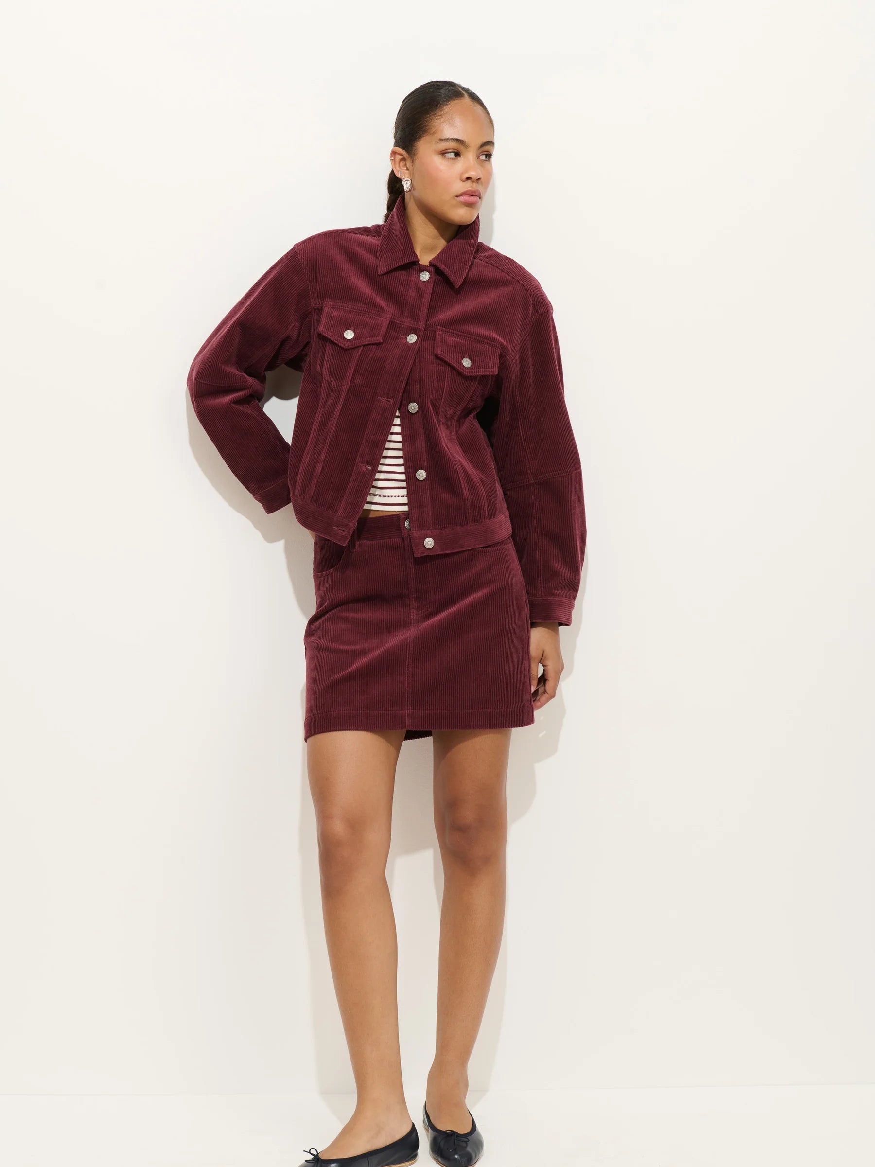 Alex Mill Camden Corduroy Skirt - Burgundy