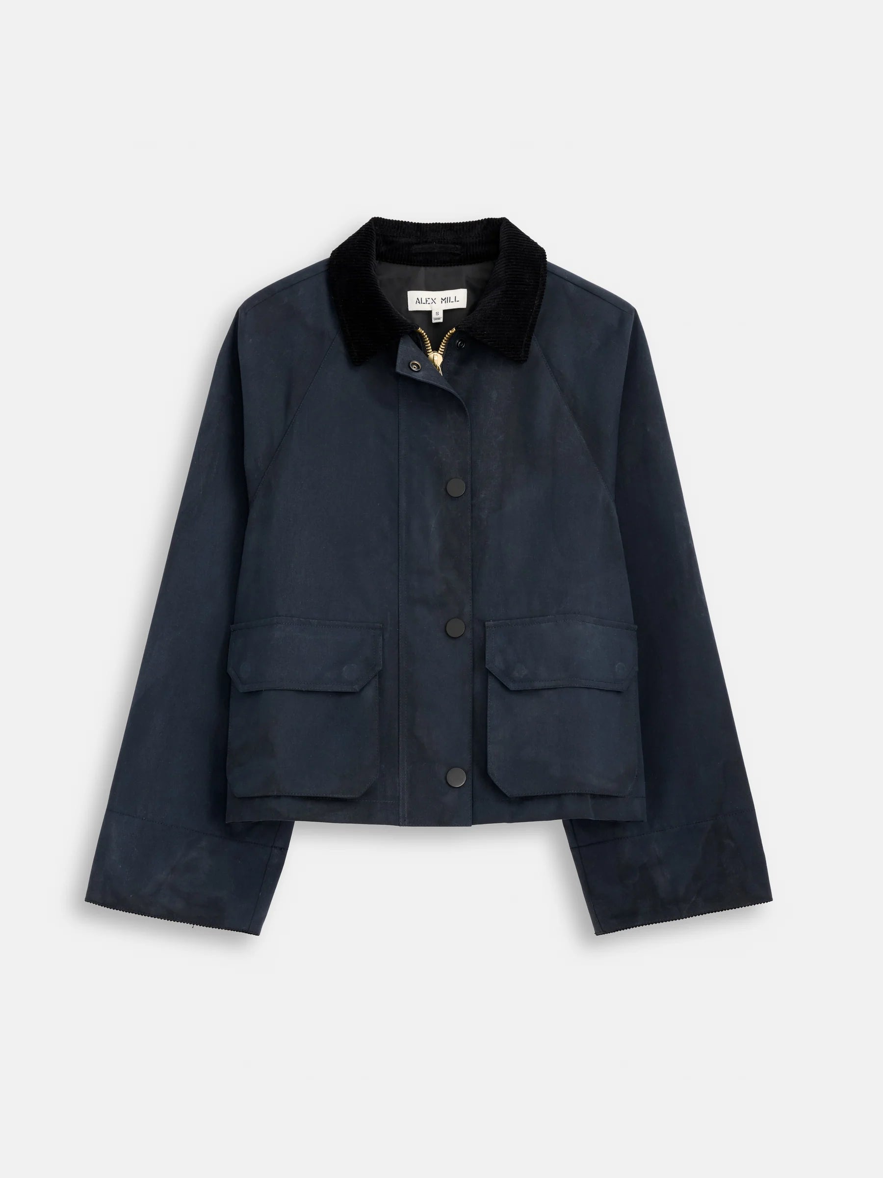 Alex Mill Cropped Chiltern Jacket in Waxed Cotton - Navy