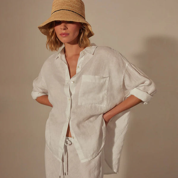 James Perse Linen Oversized Shirt - White