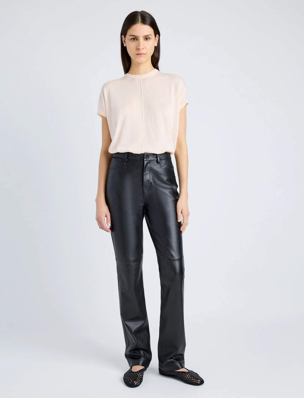 Proenza Schouler Maxine Pant in Lightweight Leather- Black