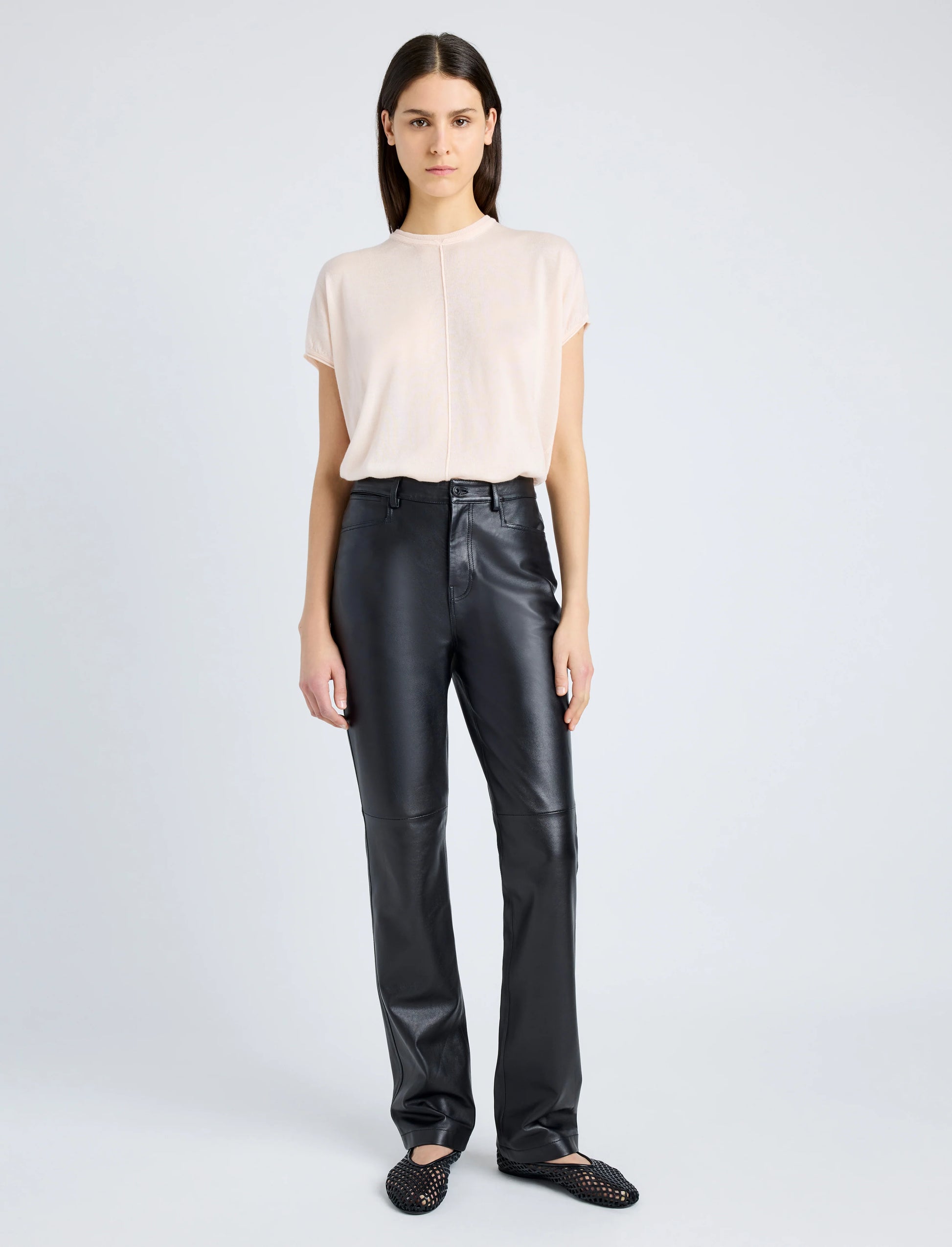 Proenza Schouler Maxine Pant in Lightweight Leather- Black