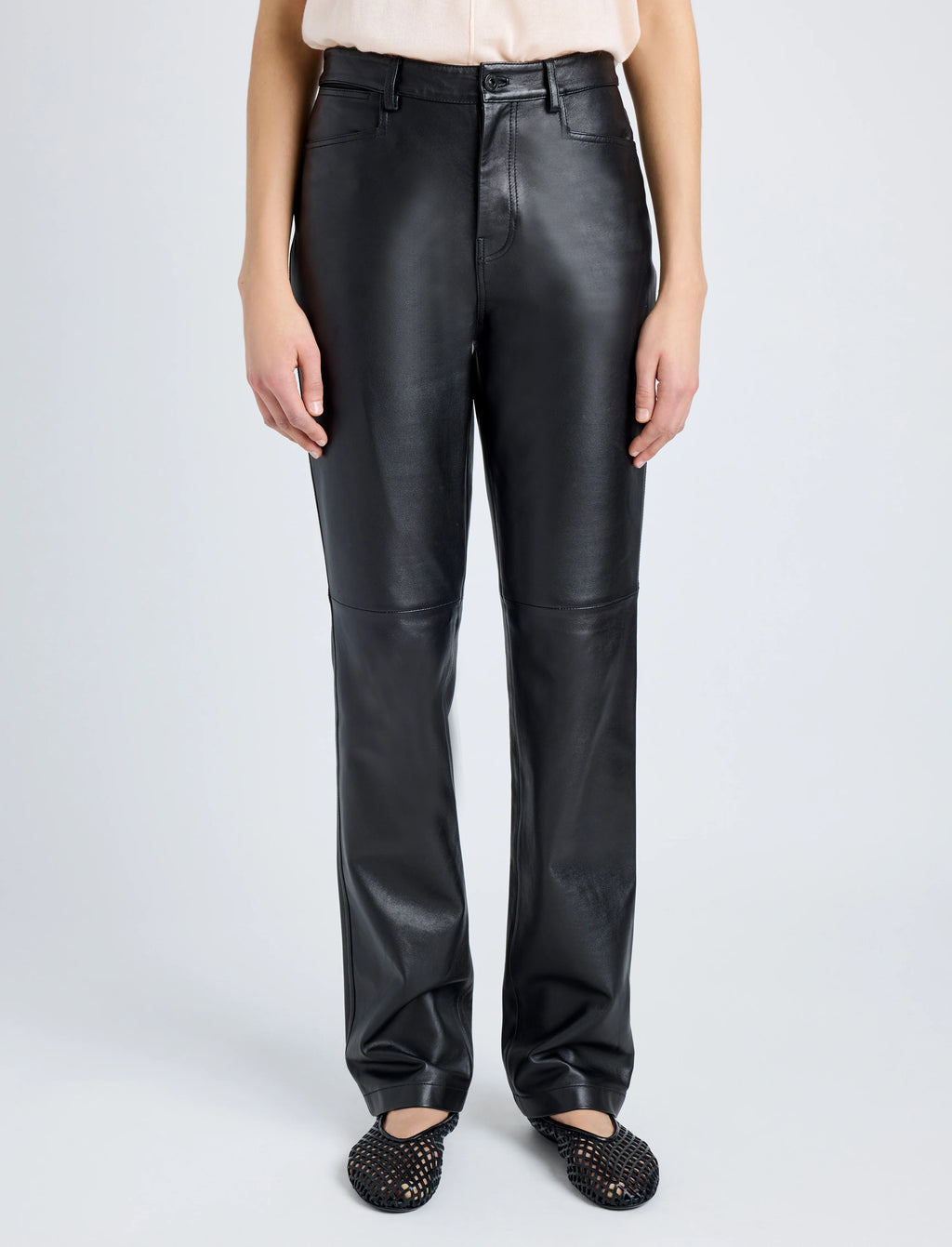 Proenza Schouler Maxine Pant in Lightweight Leather- Black