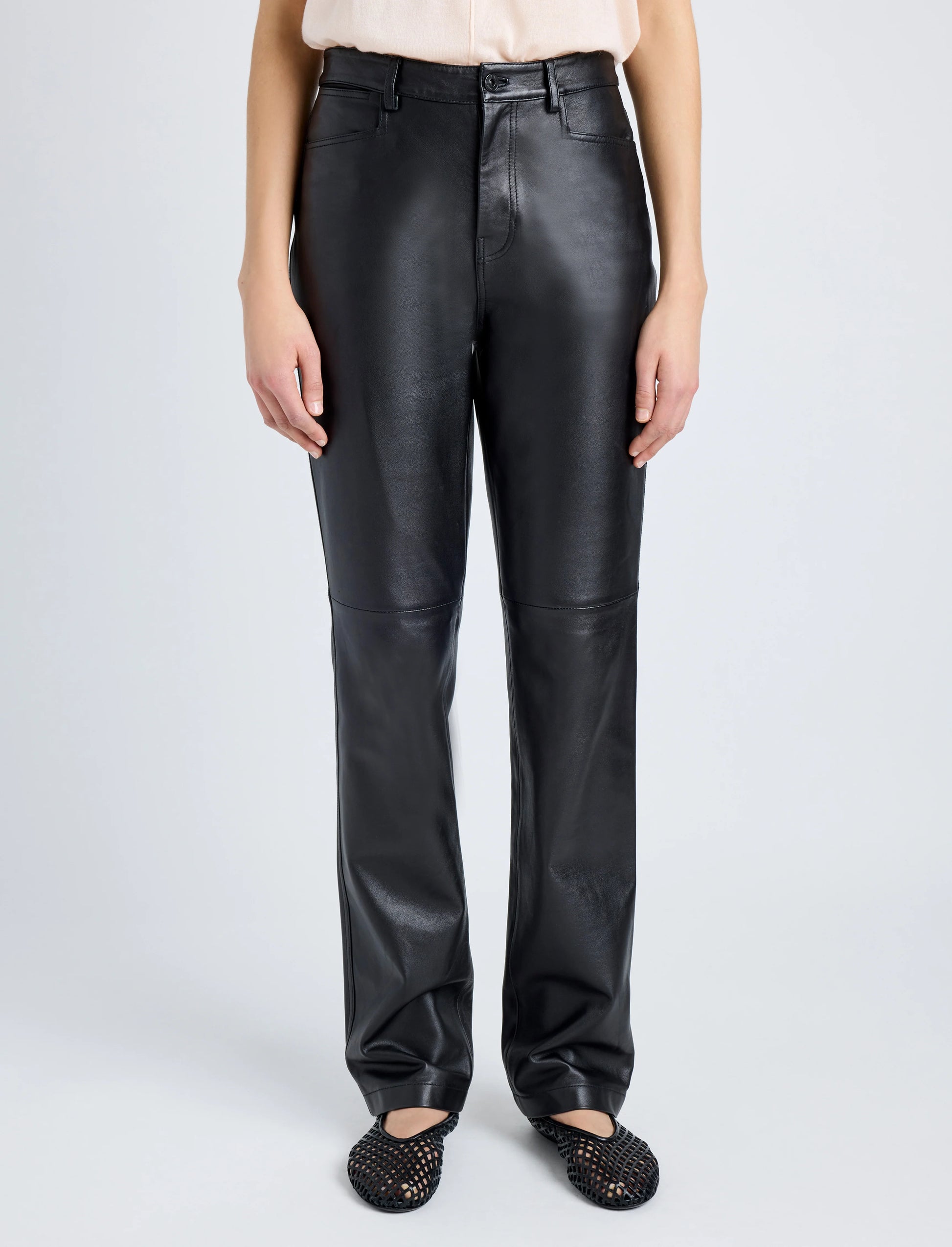 Proenza Schouler Maxine Pant in Lightweight Leather- Black