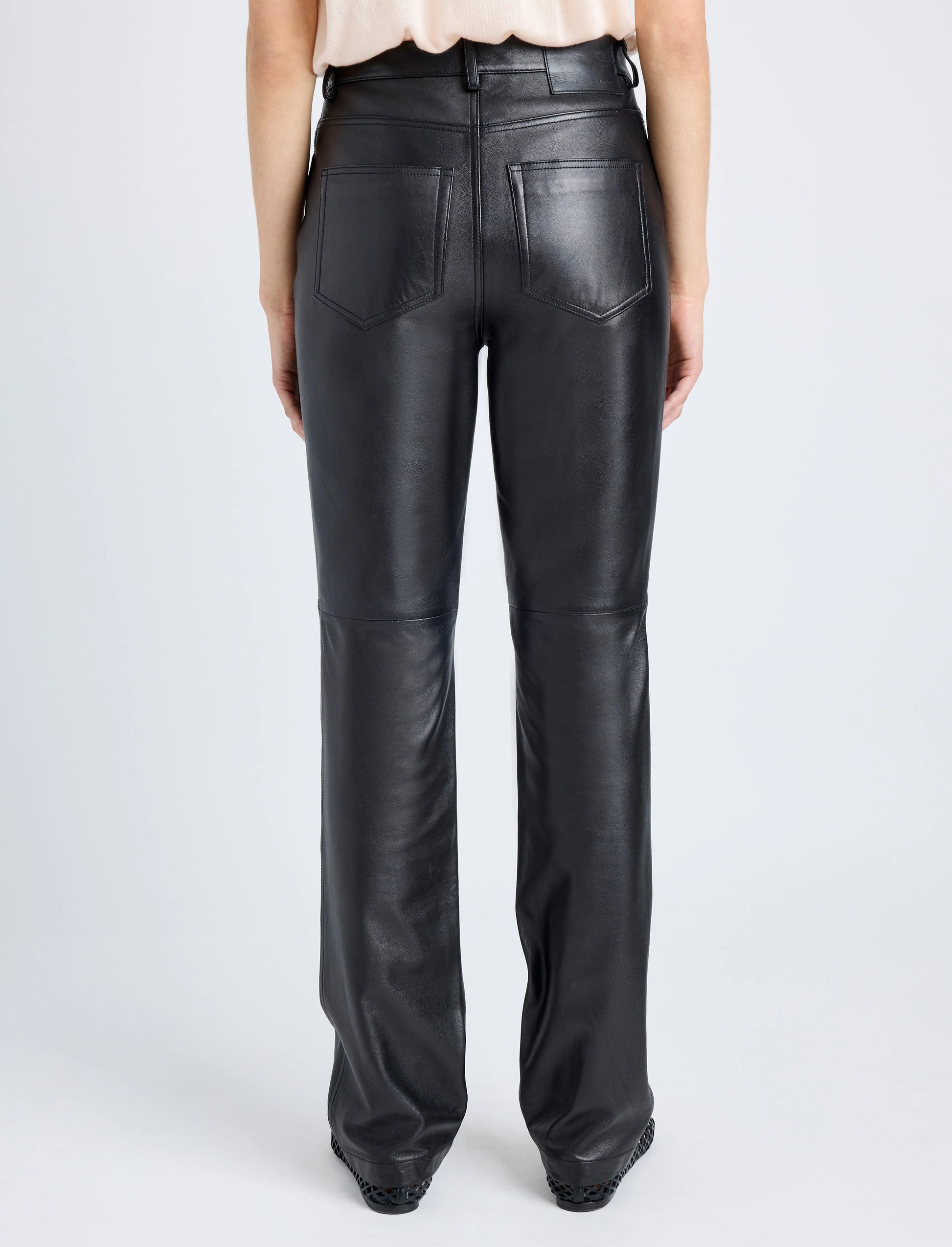 Proenza Schouler Maxine Pant in Lightweight Leather- Black