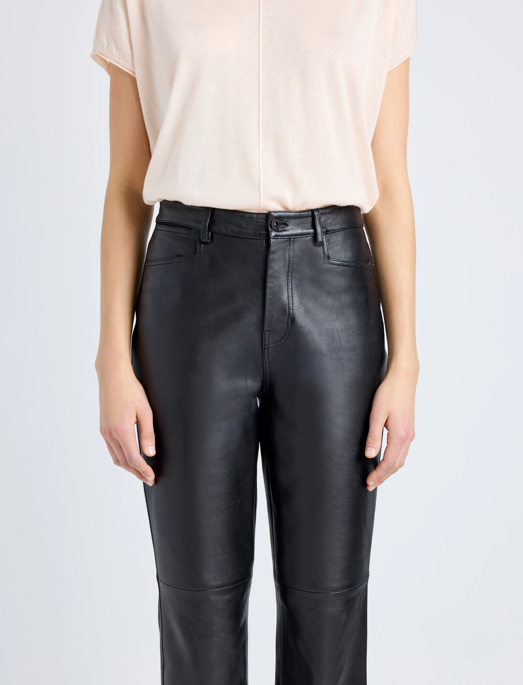 Proenza Schouler Maxine Pant in Lightweight Leather- Black