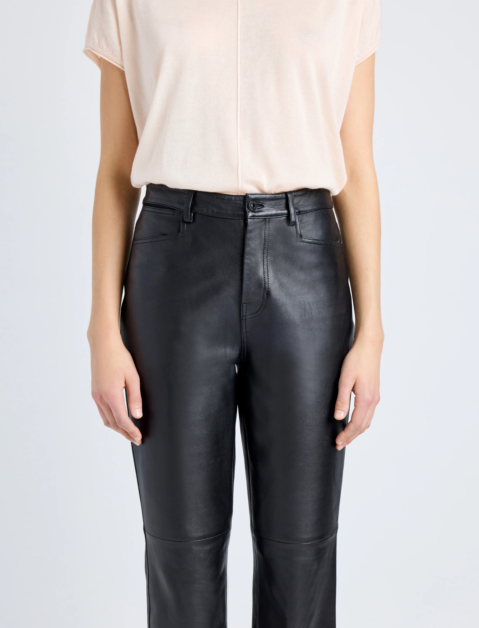 Proenza Schouler Maxine Pant in Lightweight Leather- Black