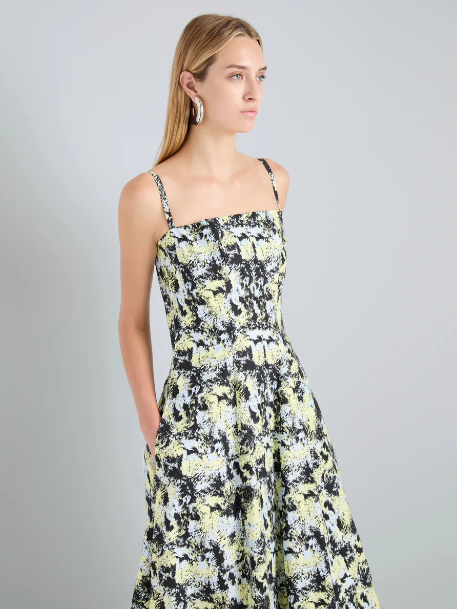 Proenza Schouler White Label Tulah Dress in Printed Cotton - Blue Multi