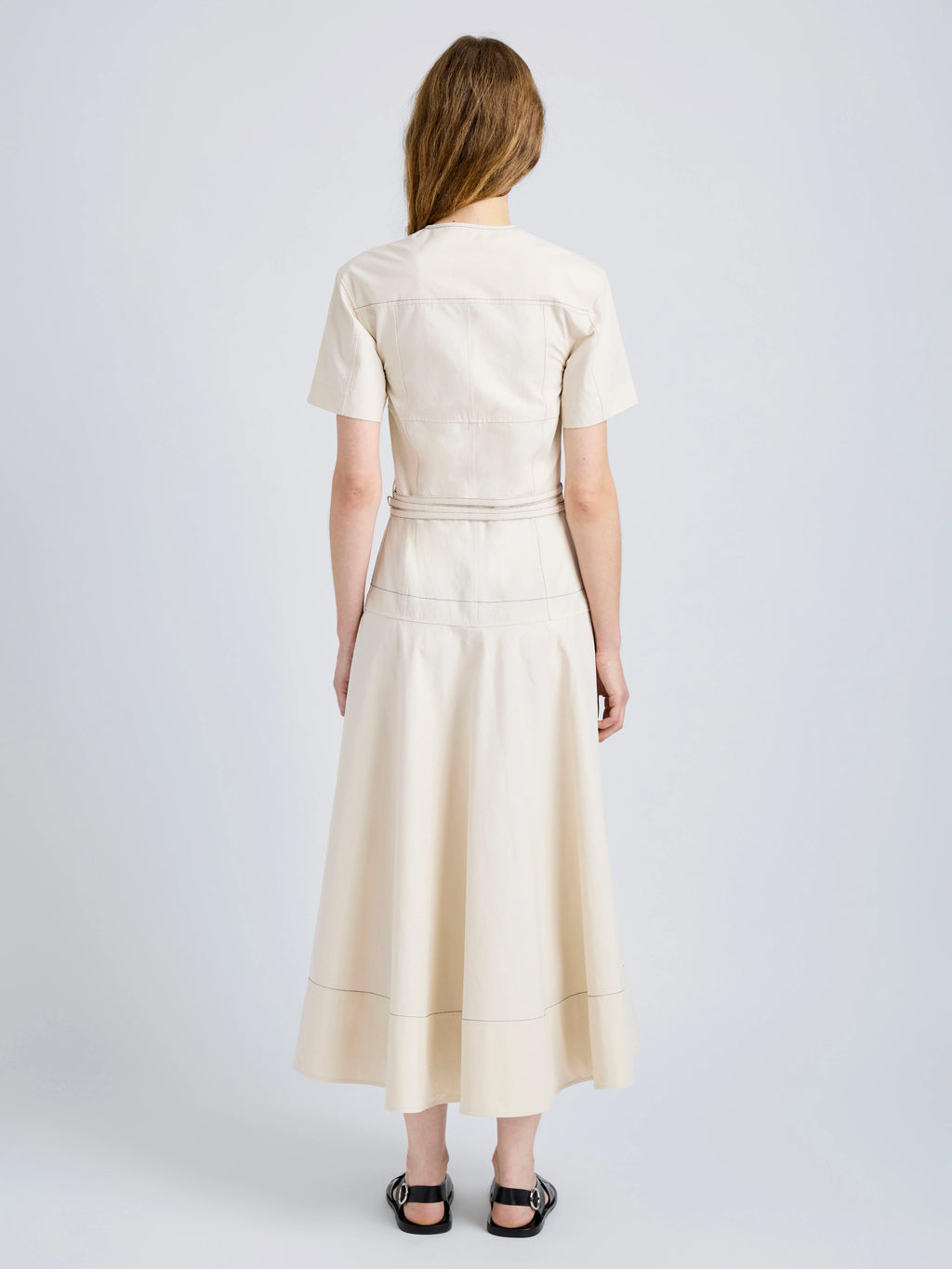 Proenza Schhouler Elizabeth Dress in Solid Cotton Linen