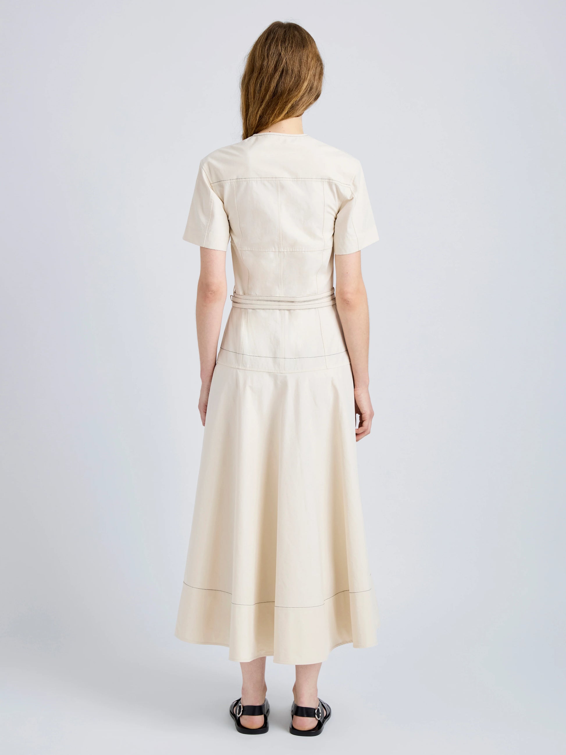 Proenza Schhouler Elizabeth Dress in Solid Cotton Linen