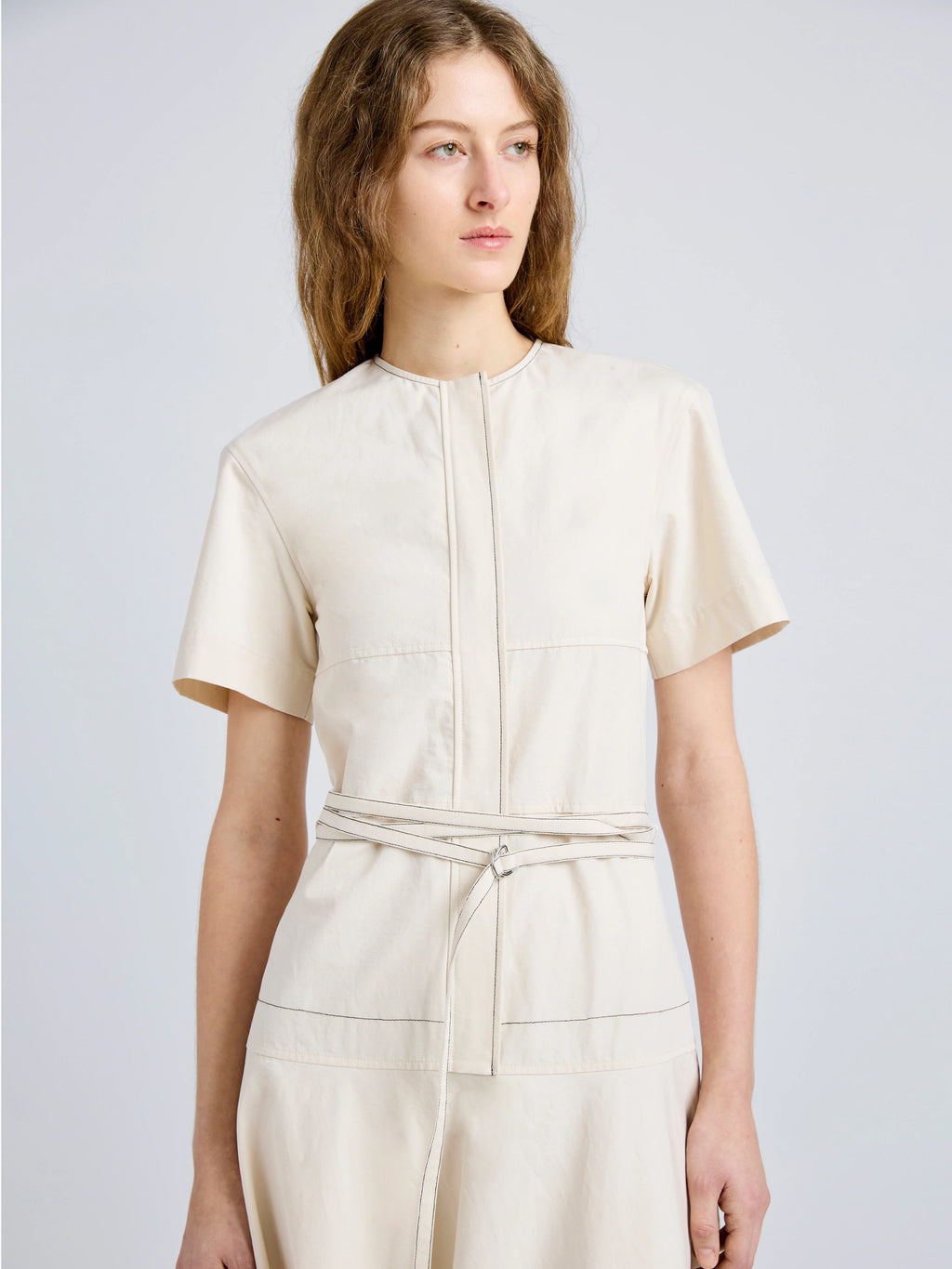Proenza Schhouler Elizabeth Dress in Solid Cotton Linen