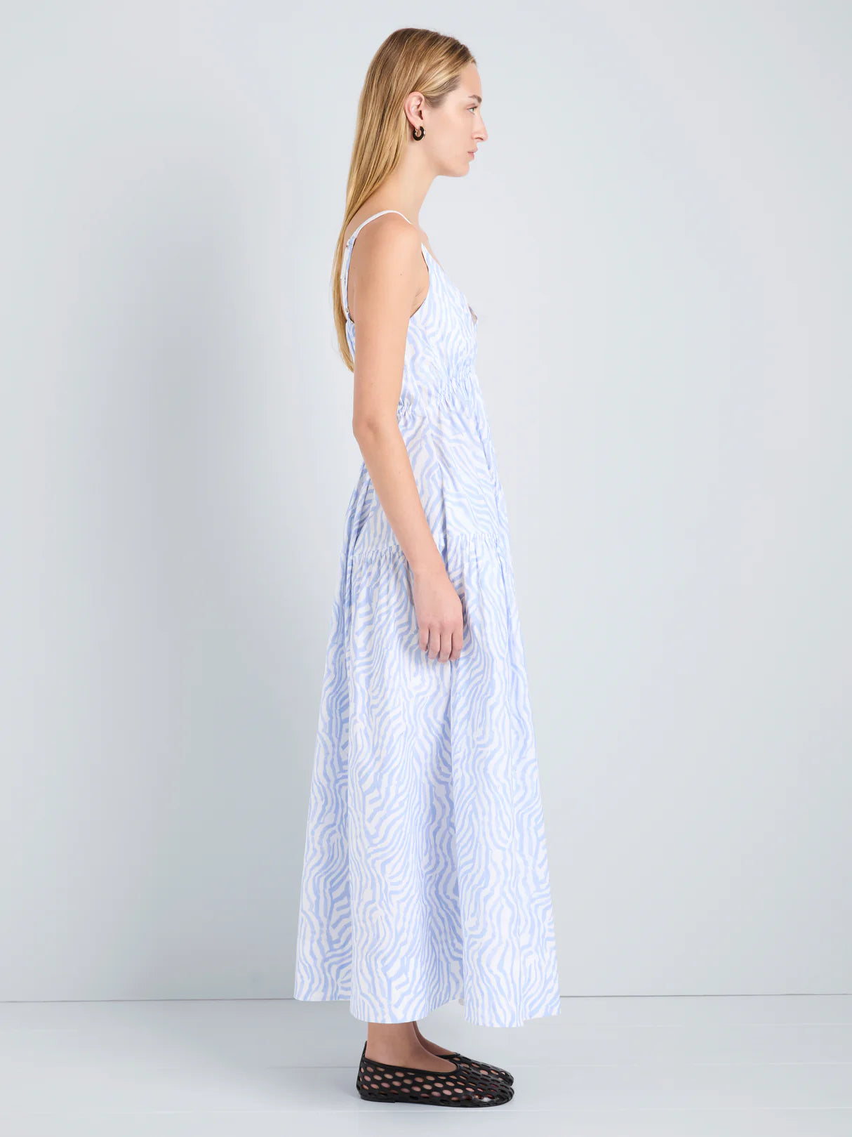 Proenza Schouler White Label Michelyn Dress in Poplin - Cloud/White Multi