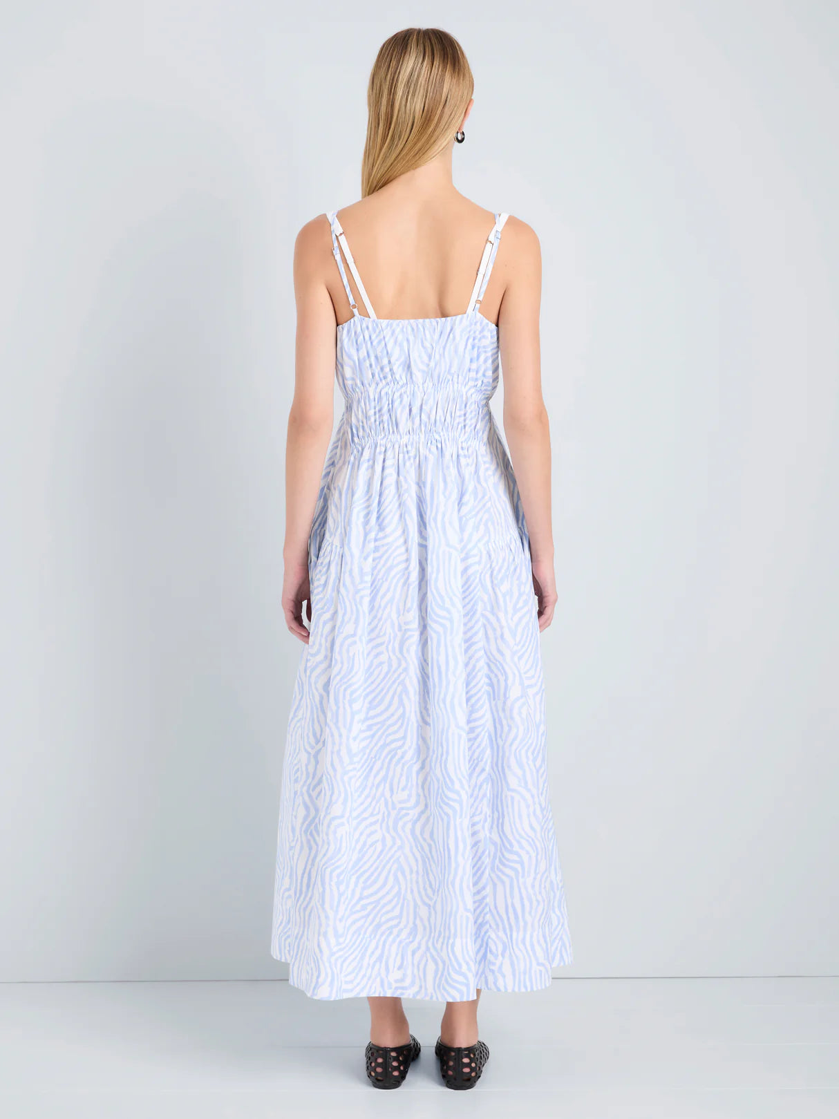 Proenza Schouler White Label Michelyn Dress in Poplin - Cloud/White Multi