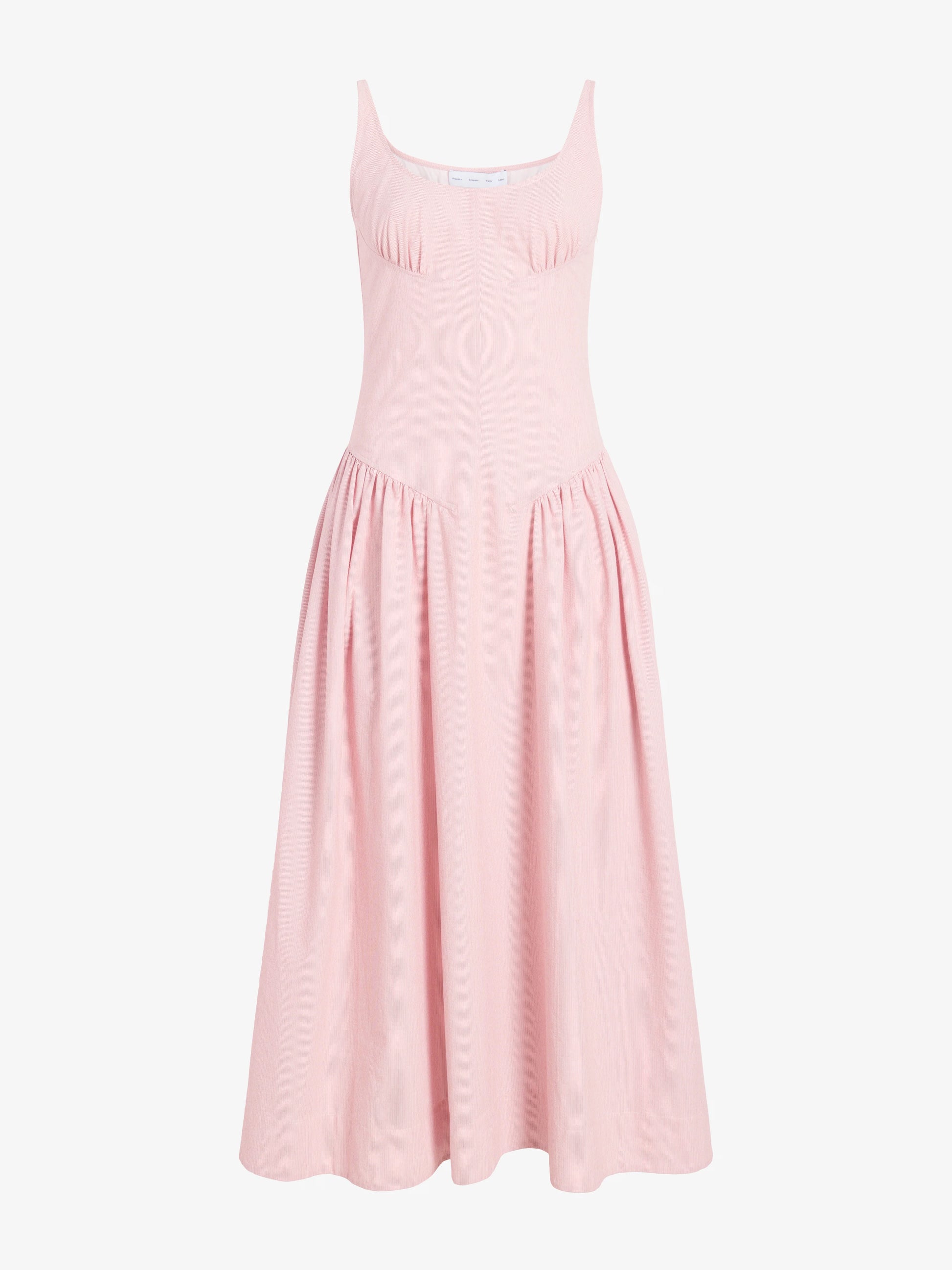 Proenza Schouler White Label Solira Dress in Seersucker - Rust/Off White