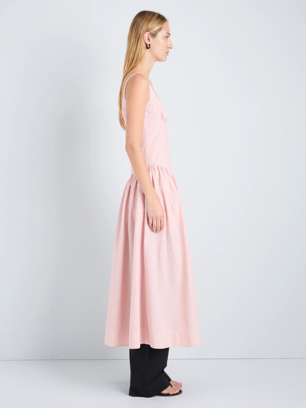 Proenza Schouler White Label Solira Dress in Seersucker - Rust/Off White