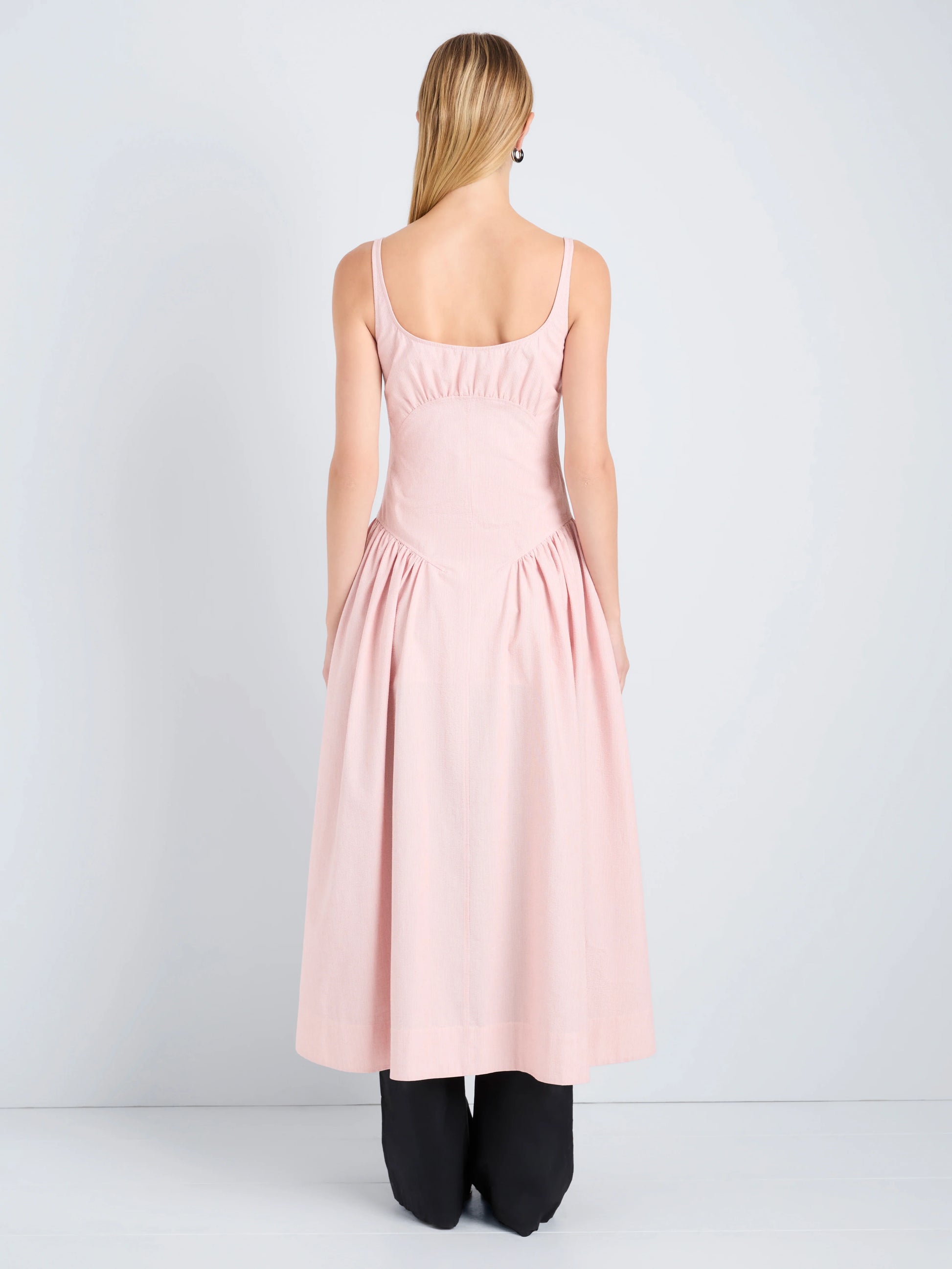 Proenza Schouler White Label Solira Dress in Seersucker - Rust/Off White
