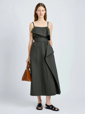 vince satin cap-sleeve v-neck dress Draped Cowl Neck Cap Sleeve Midi Dress (Women)
