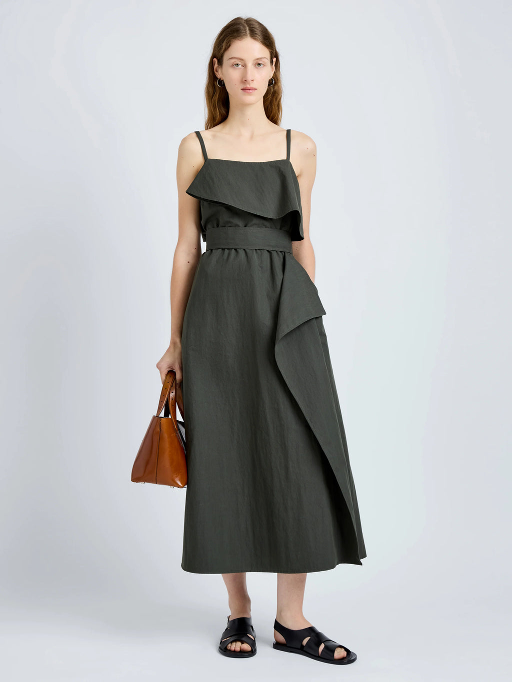 Proenza Schouler Reign Dress in Washed Cotton - Willow