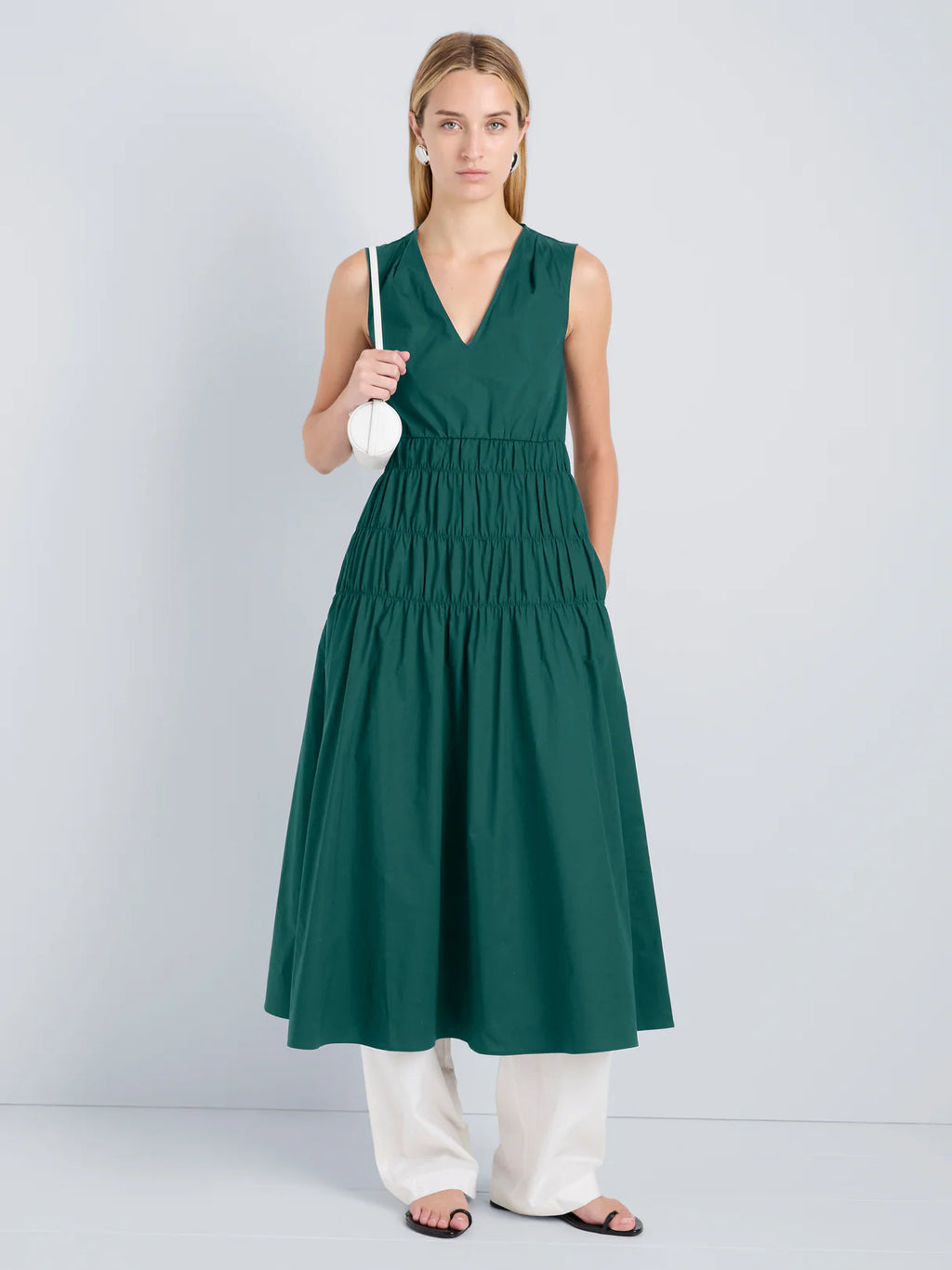 Proenza Schouler White Label Loren Dress in Poplin - Spruce