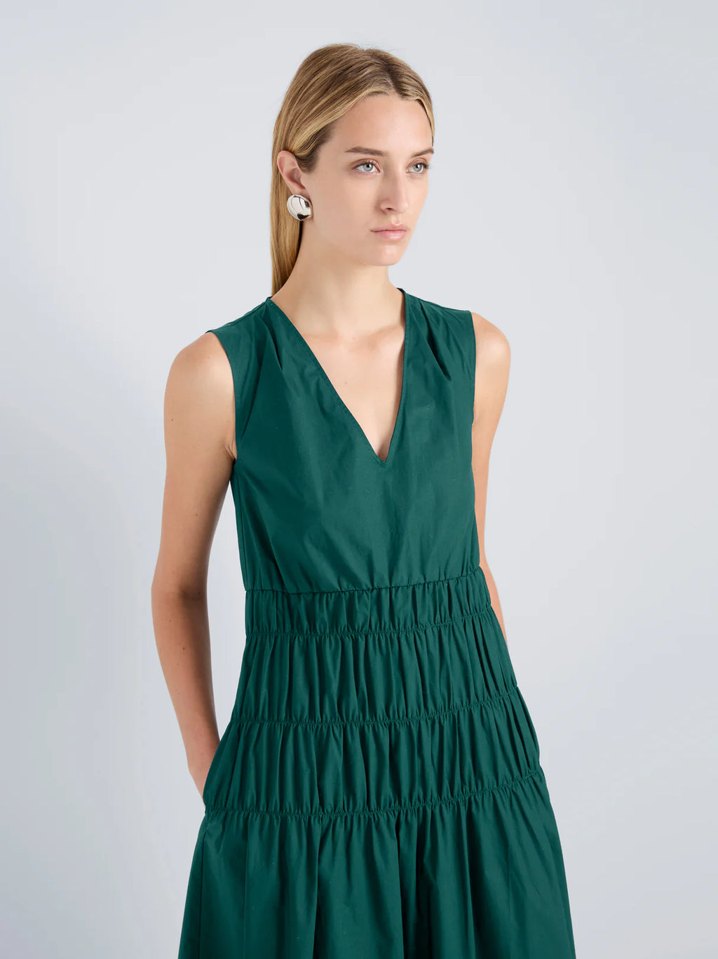 Proenza Schouler White Label Loren Dress in Poplin - Spruce