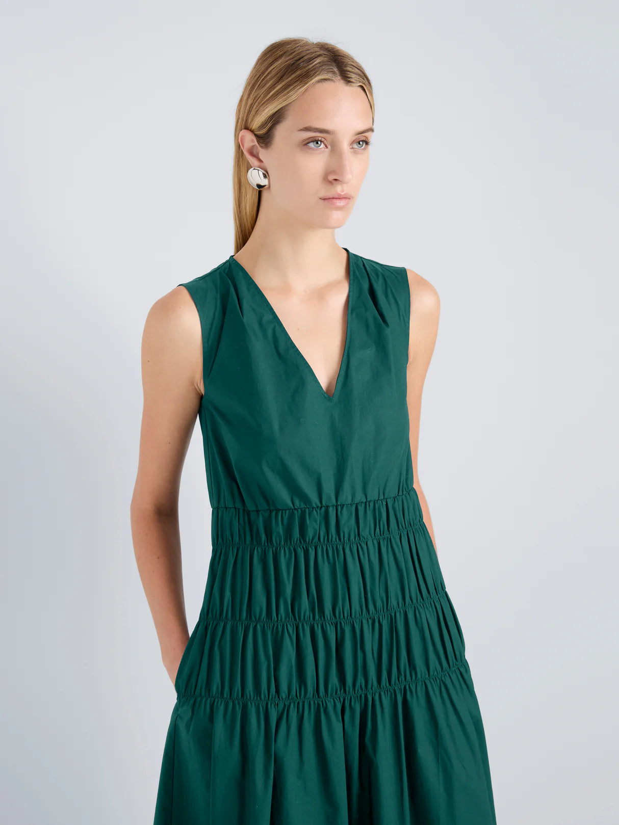 Proenza Schouler White Label Loren Dress in Poplin - Spruce
