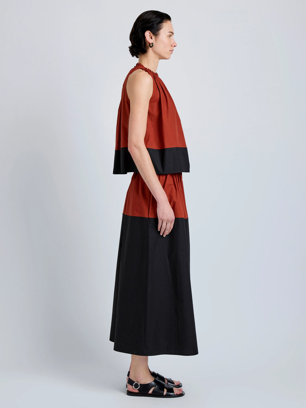 Proenza Schhouler Esme Top in Poplin - Brick/Black