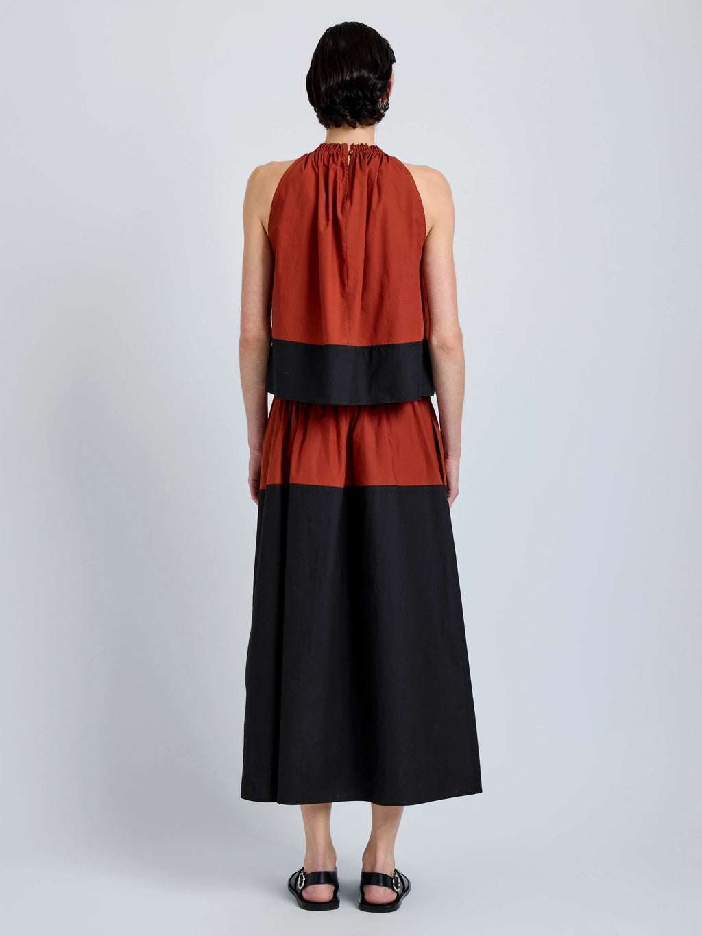Proenza Schhouler Esme Top in Poplin - Brick/Black