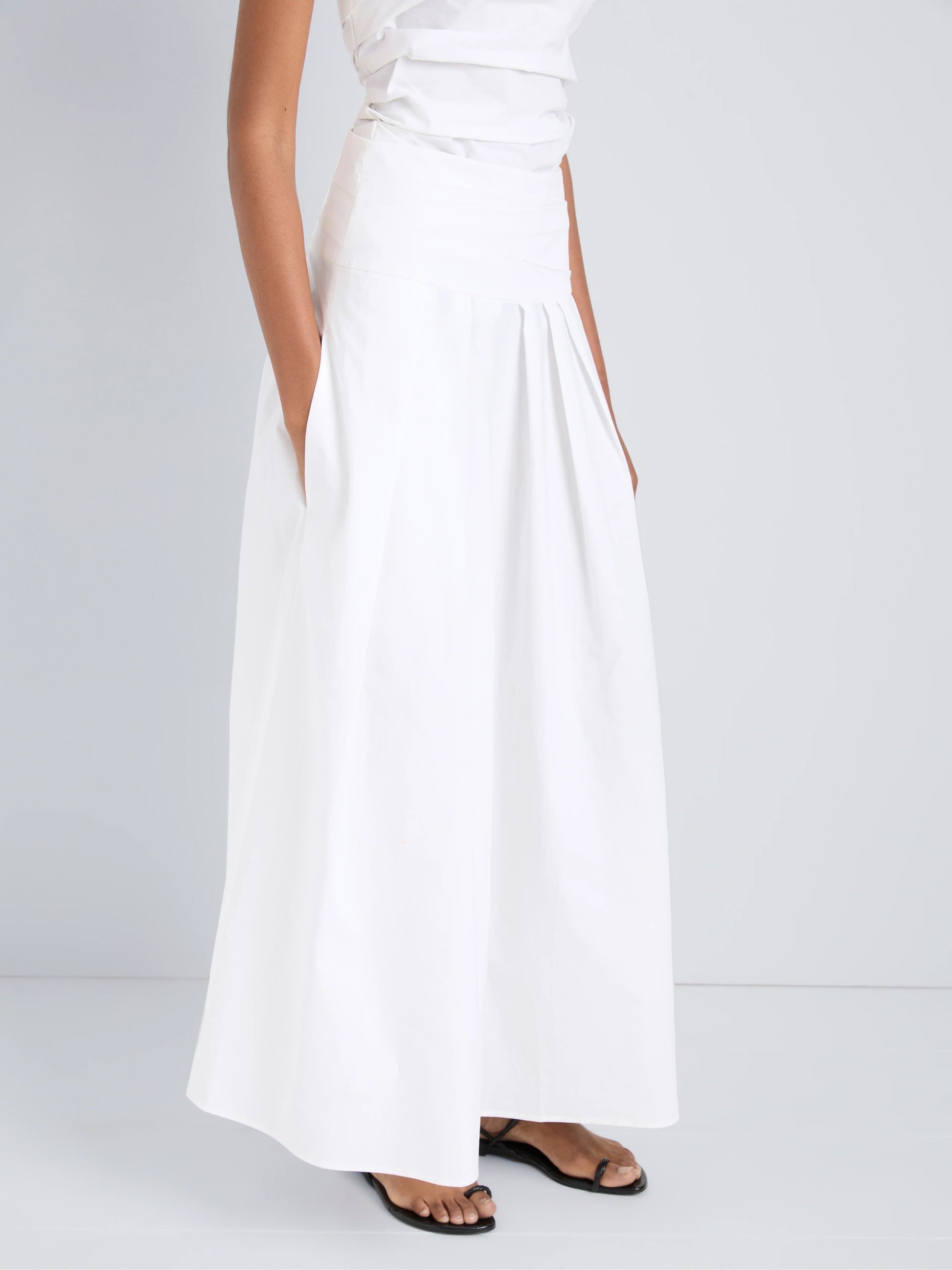 Proenza Schouler White Label Nessa Skirt in Poplin - White