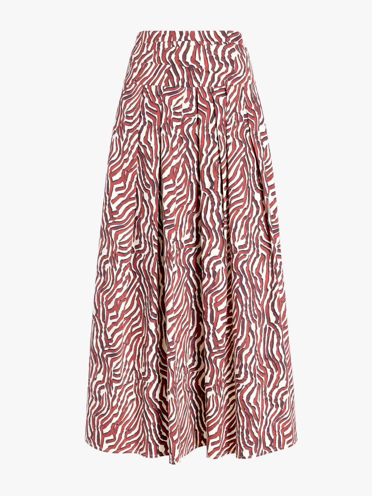 Proenza Schouler White Label Nessa Skirt in Poplin - Rust/Cream Multi