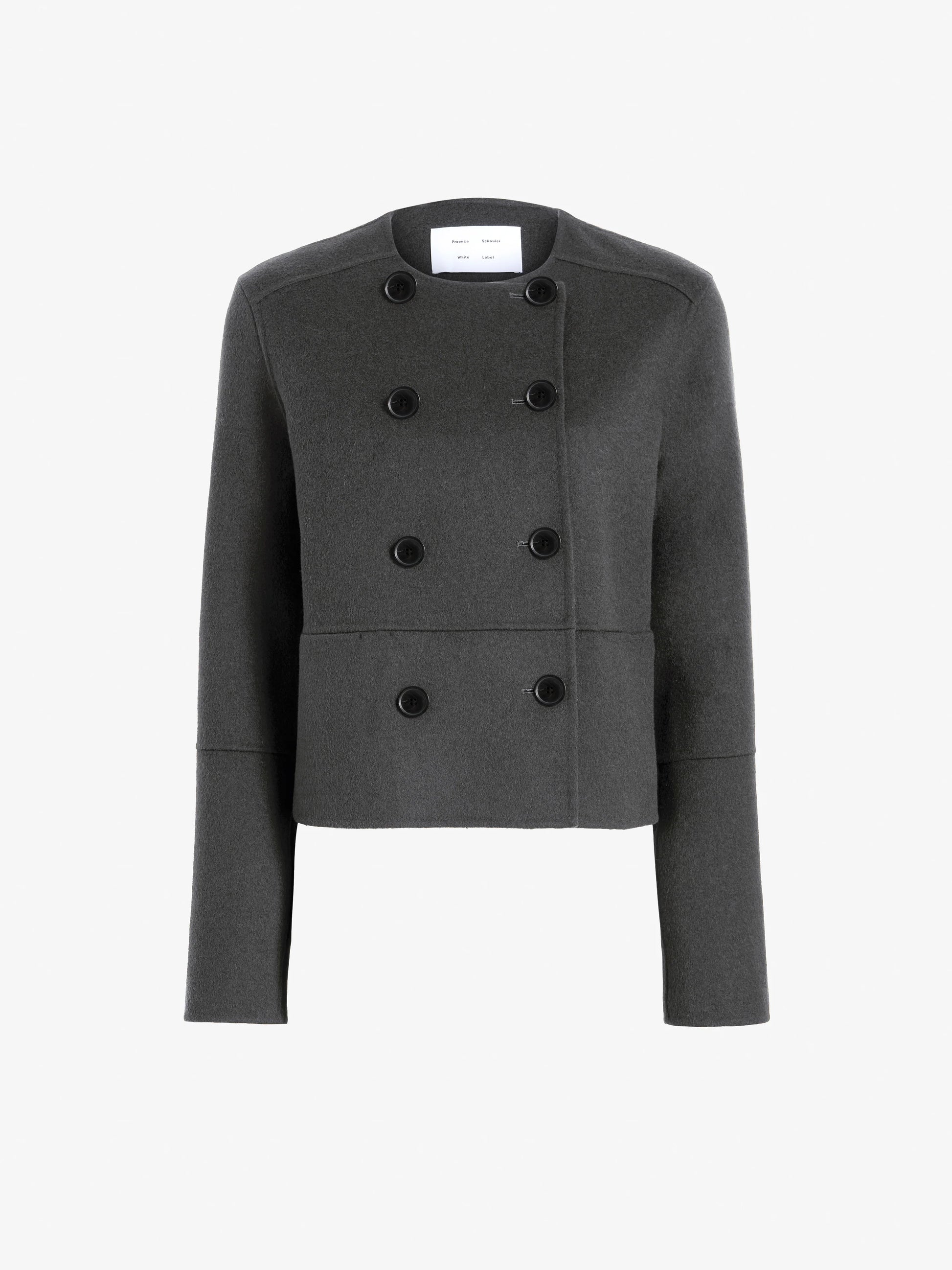 Proenza Schouler Courtney Jacket in Melton- Charcoal Melange