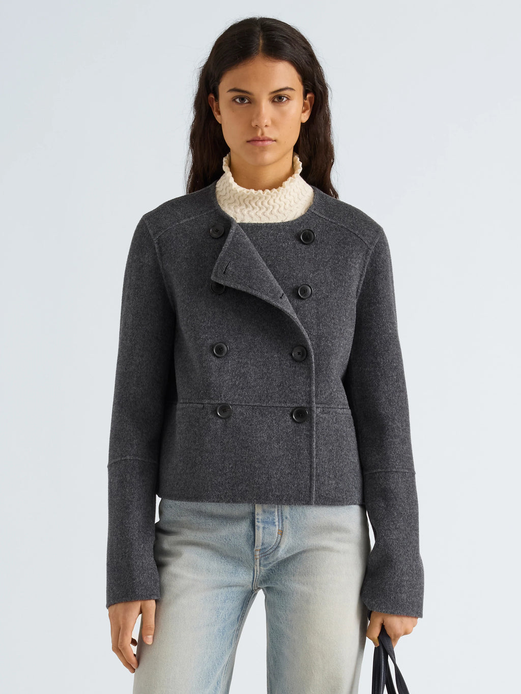 Proenza Schouler Courtney Jacket in Melton- Charcoal Melange