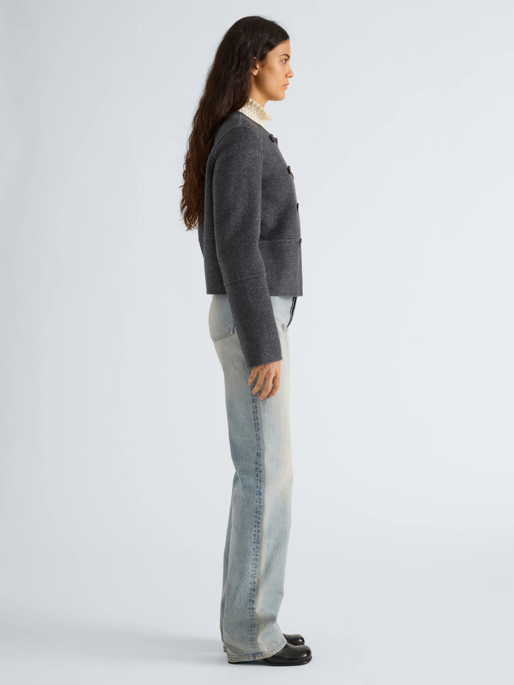 Proenza Schouler Courtney Jacket in Melton- Charcoal Melange