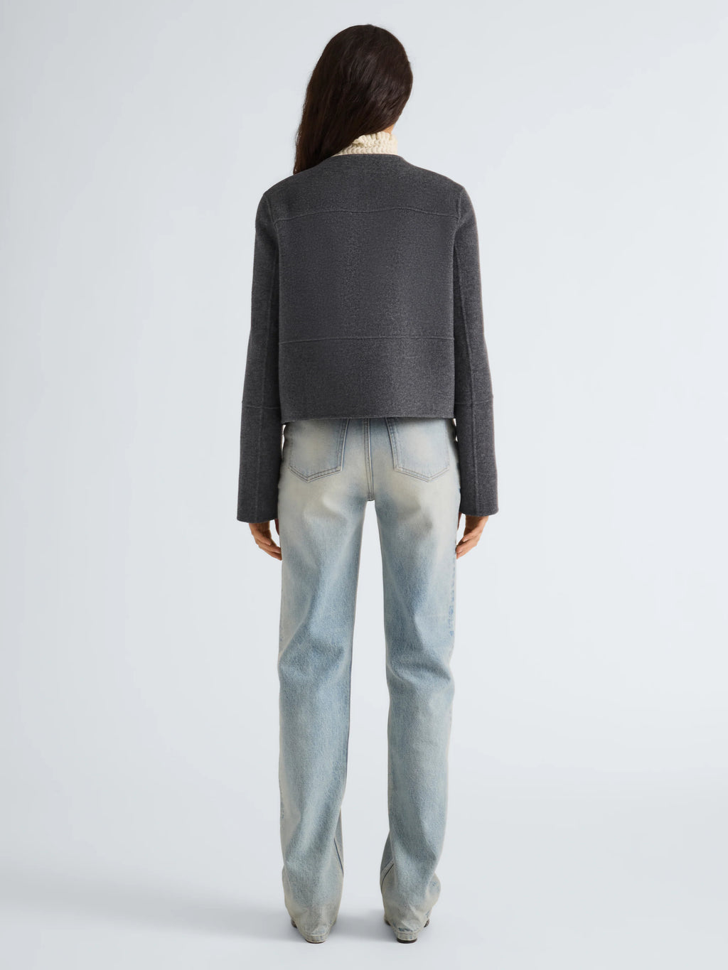 Proenza Schouler Courtney Jacket in Melton- Charcoal Melange