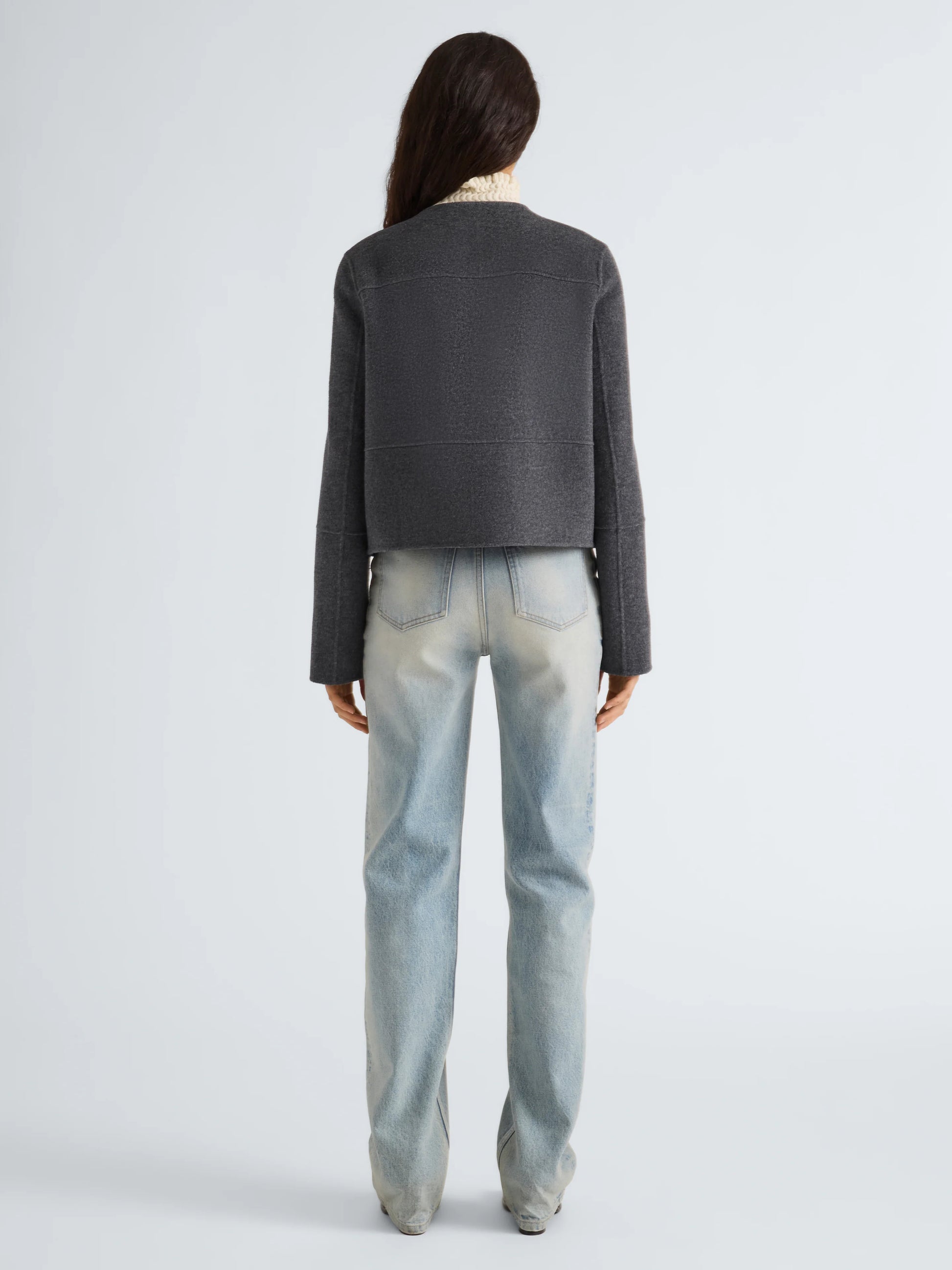 Proenza Schouler Courtney Jacket in Melton- Charcoal Melange