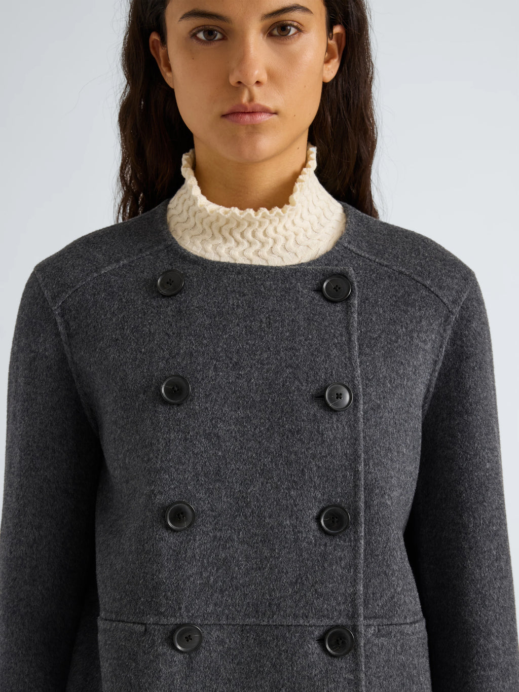 Proenza Schouler Courtney Jacket in Melton- Charcoal Melange