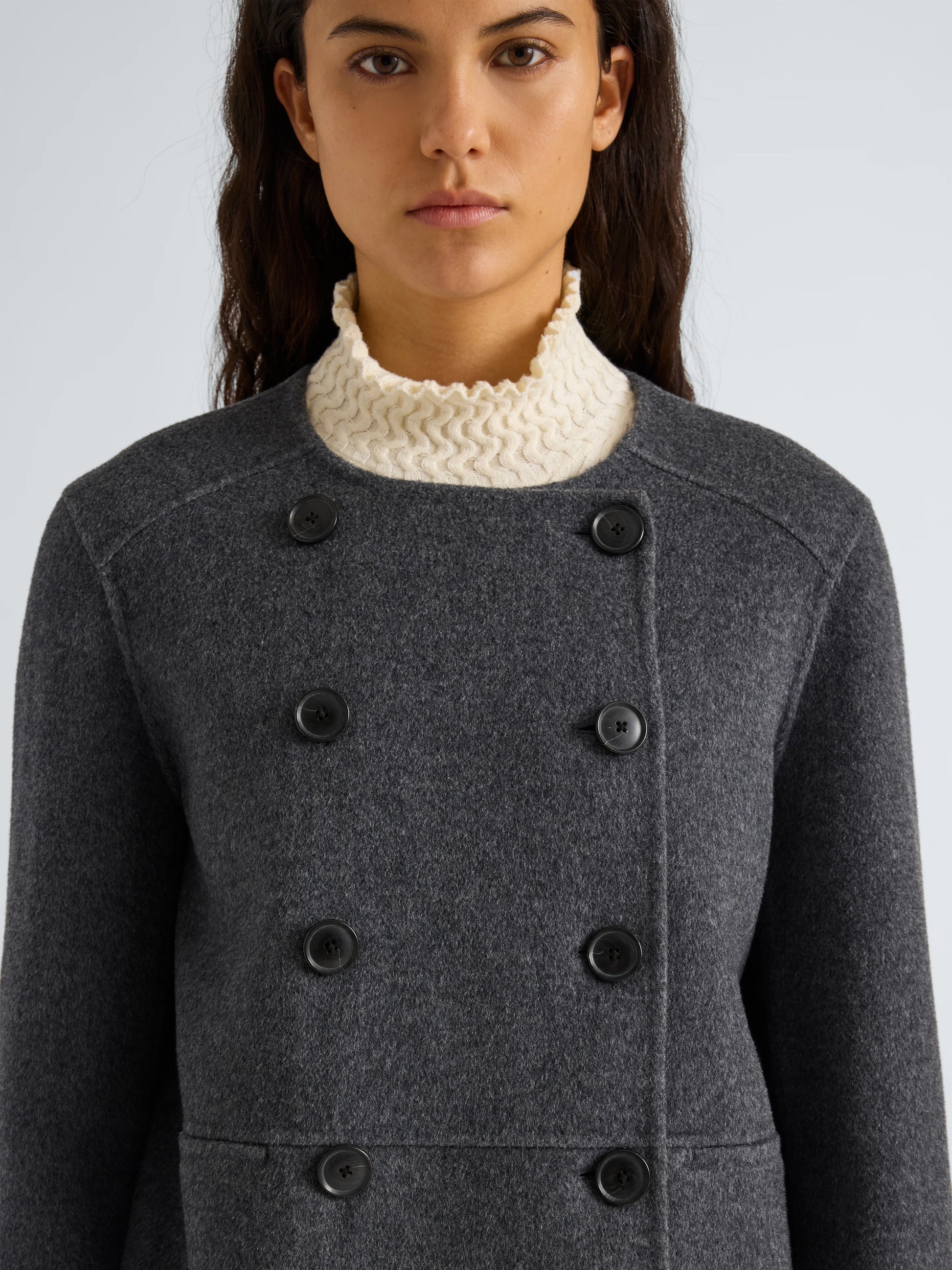 Proenza Schouler Courtney Jacket in Melton- Charcoal Melange