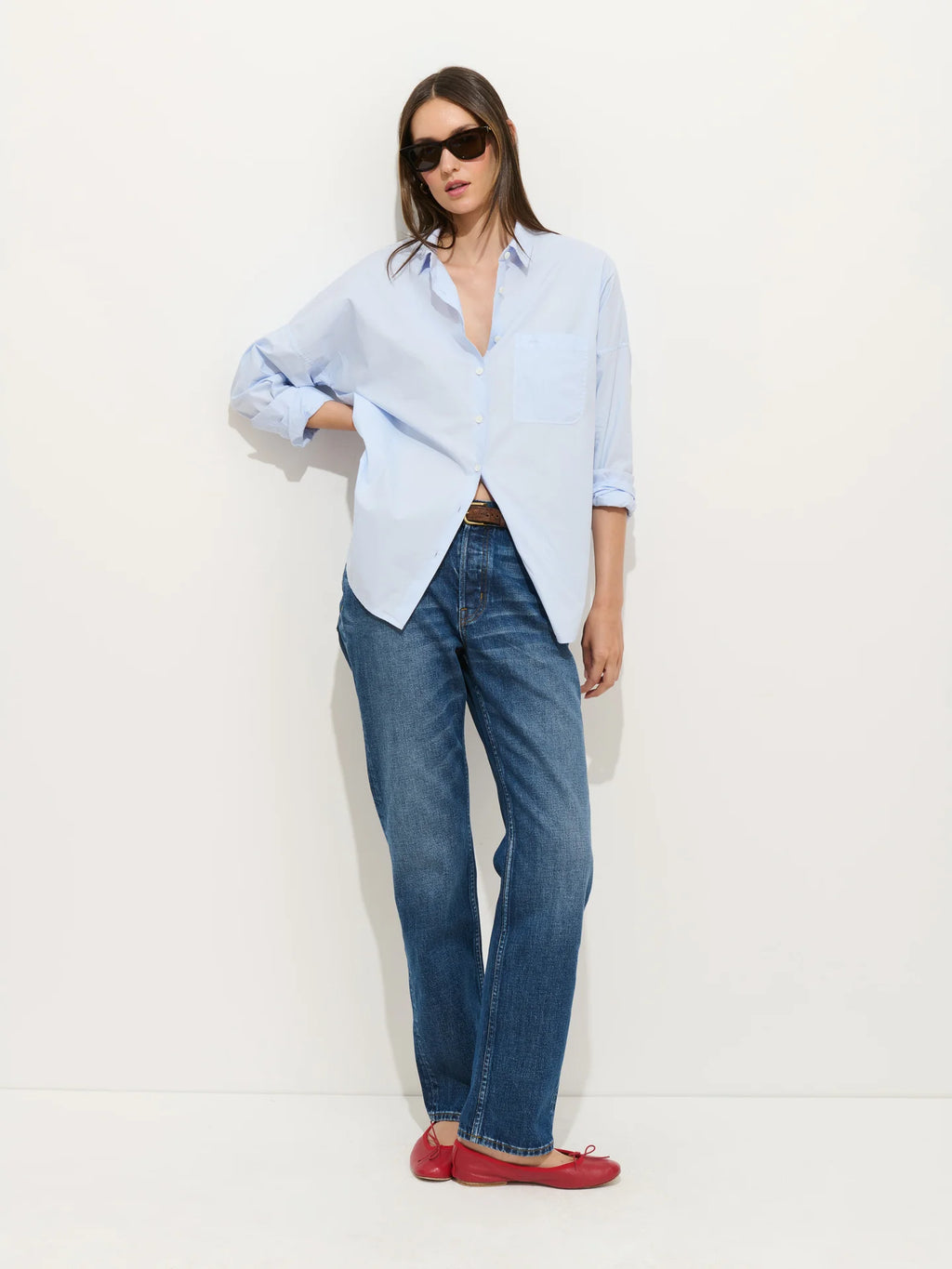 Alex Mill Jo Shirt In Cotton Poplin - Calm Blue