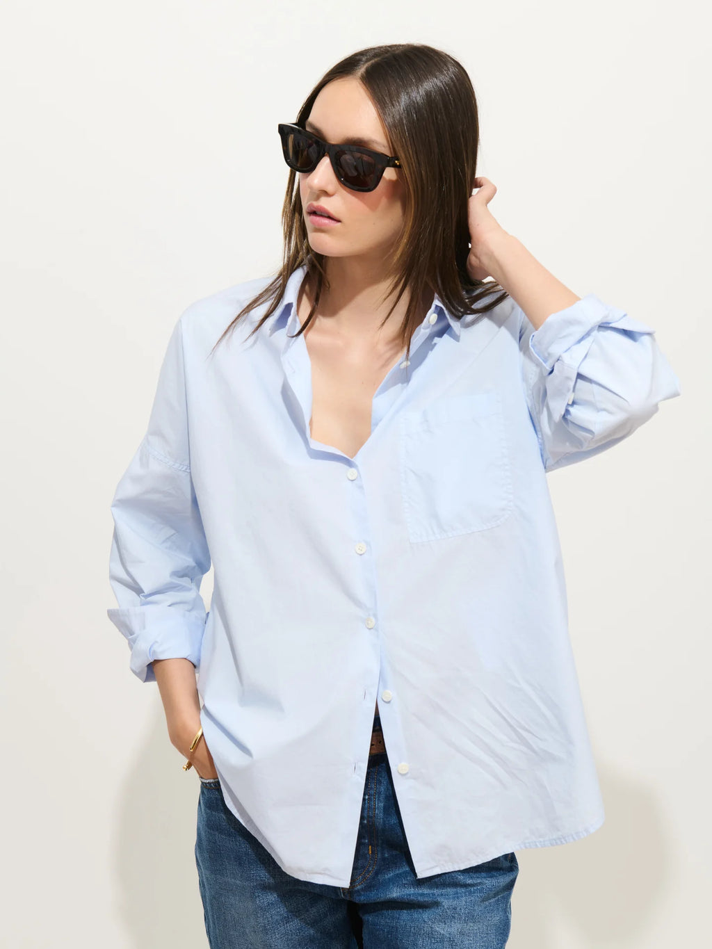 Alex Mill Jo Shirt In Cotton Poplin - Calm Blue