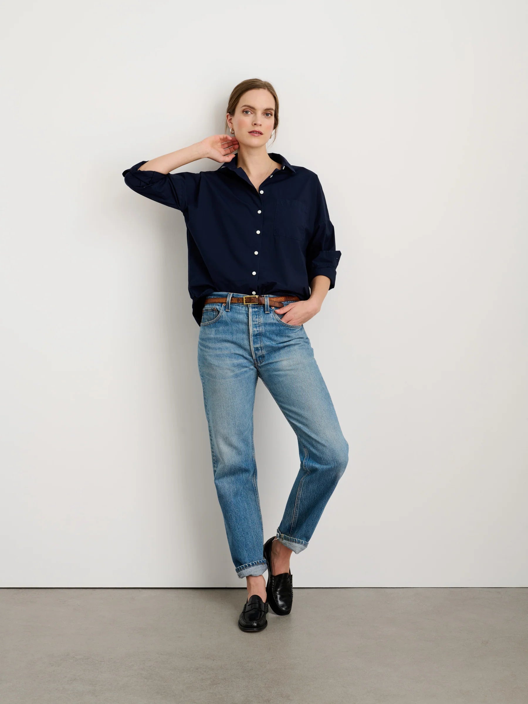Alex Mill Jo Shirt In Paper Cotton - Dark Navy
