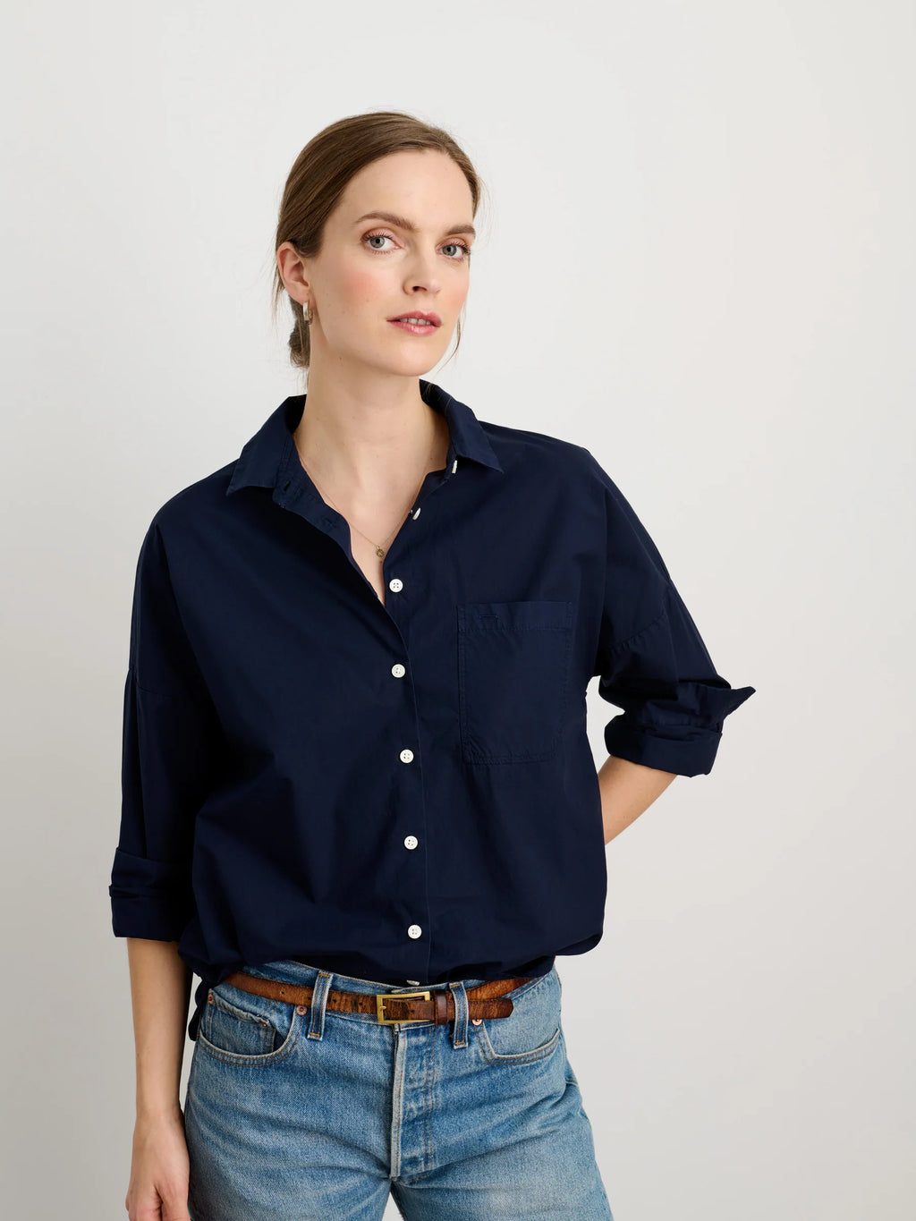 Alex Mill Jo Shirt In Paper Cotton - Dark Navy