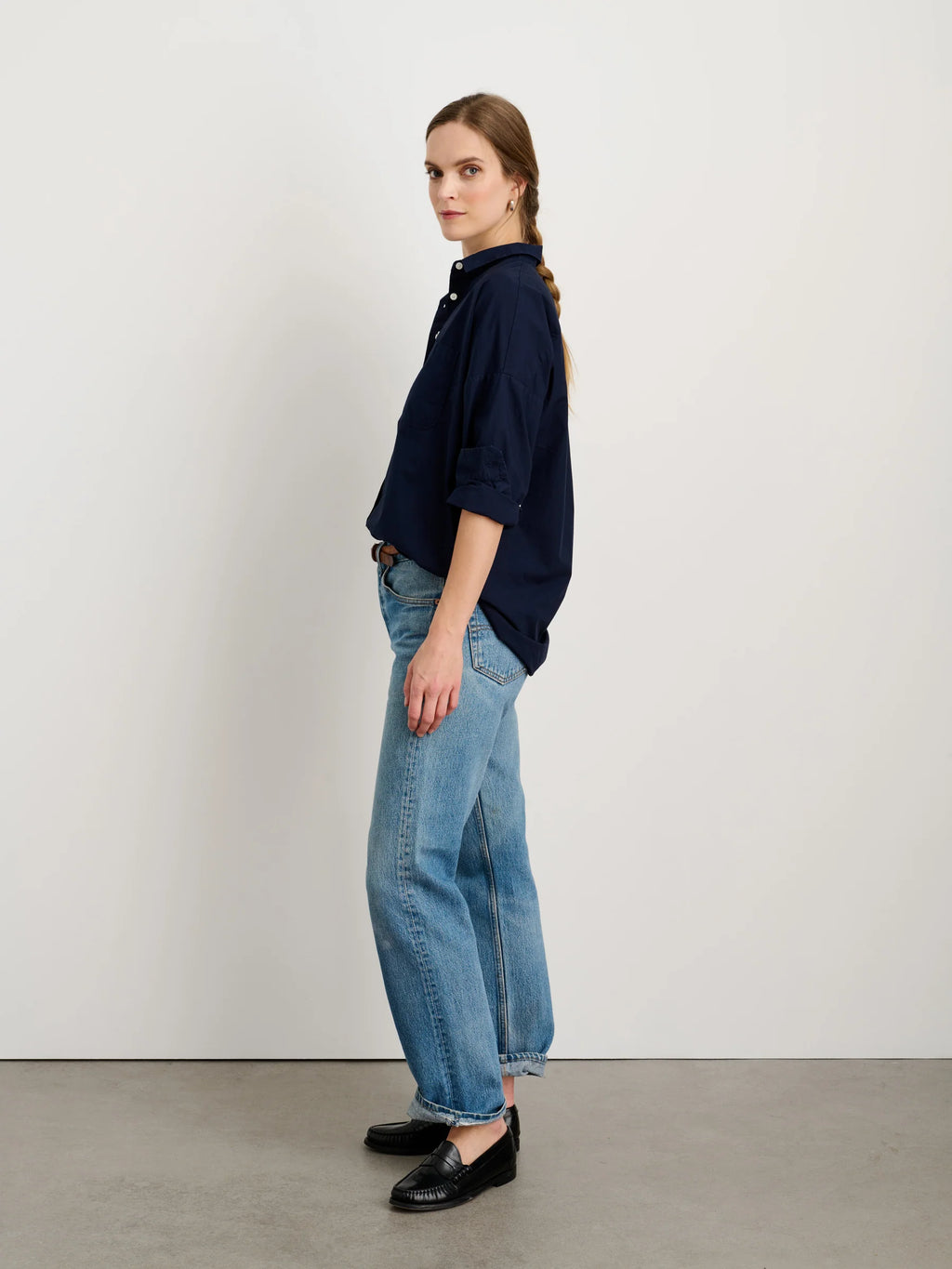 Alex Mill Jo Shirt In Paper Cotton - Dark Navy