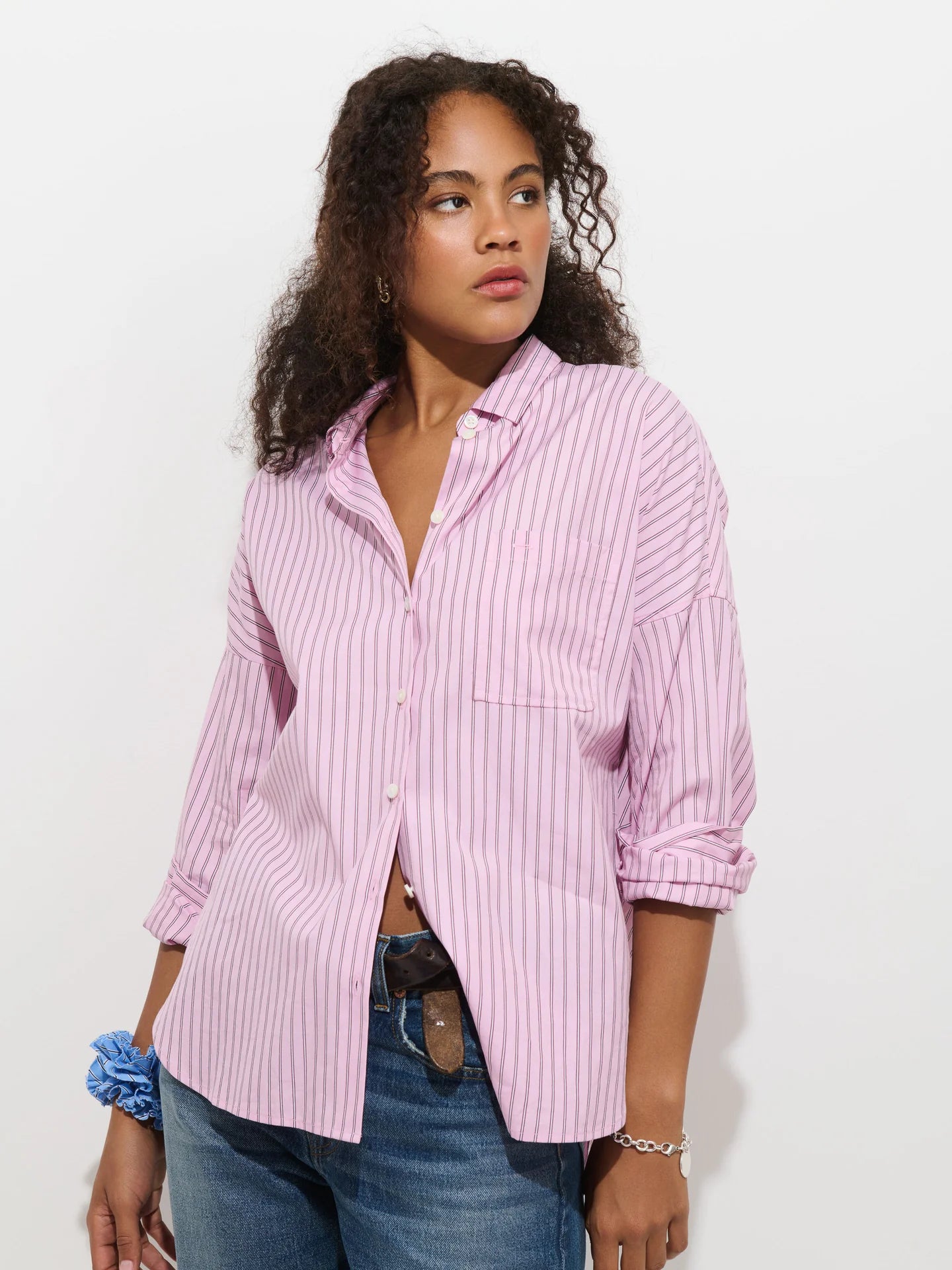 Alex Mill Jo Shirt In Stripe Cotton Poplin - Pink Stripe