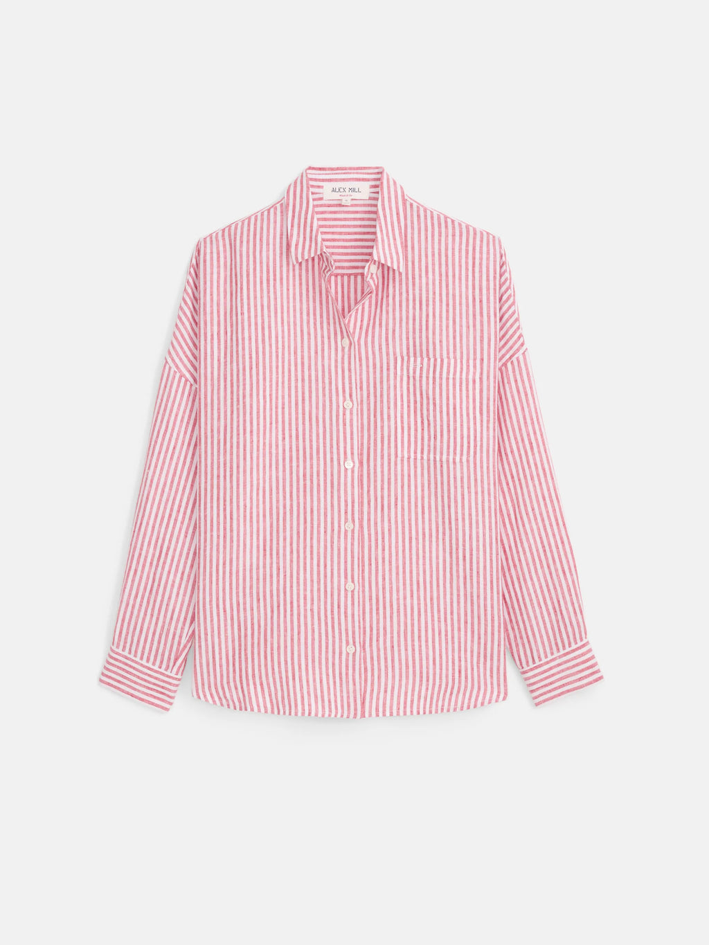 Alex Mill Jo Striped Shirt In Linen - Chili/Ivory