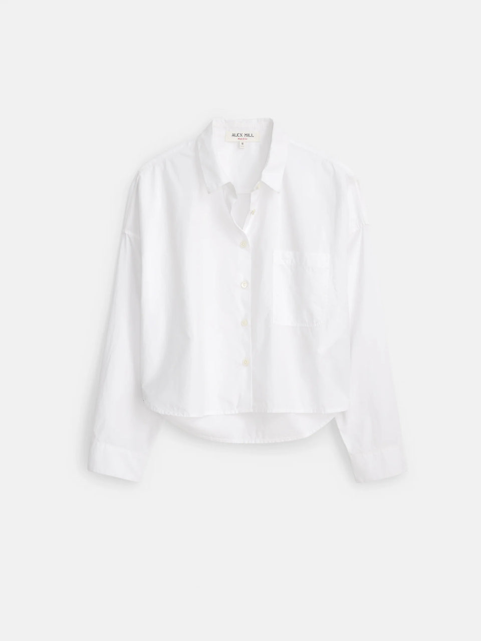 Alex Mill Cropped Jo Shirt in Cotton Poplin - White