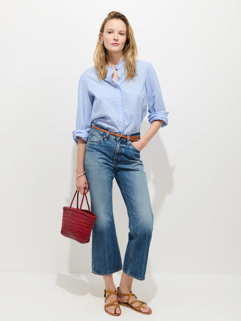 Alex Mill Chantilly Ruffle Shirt In Cotton Voile - Hydrangea