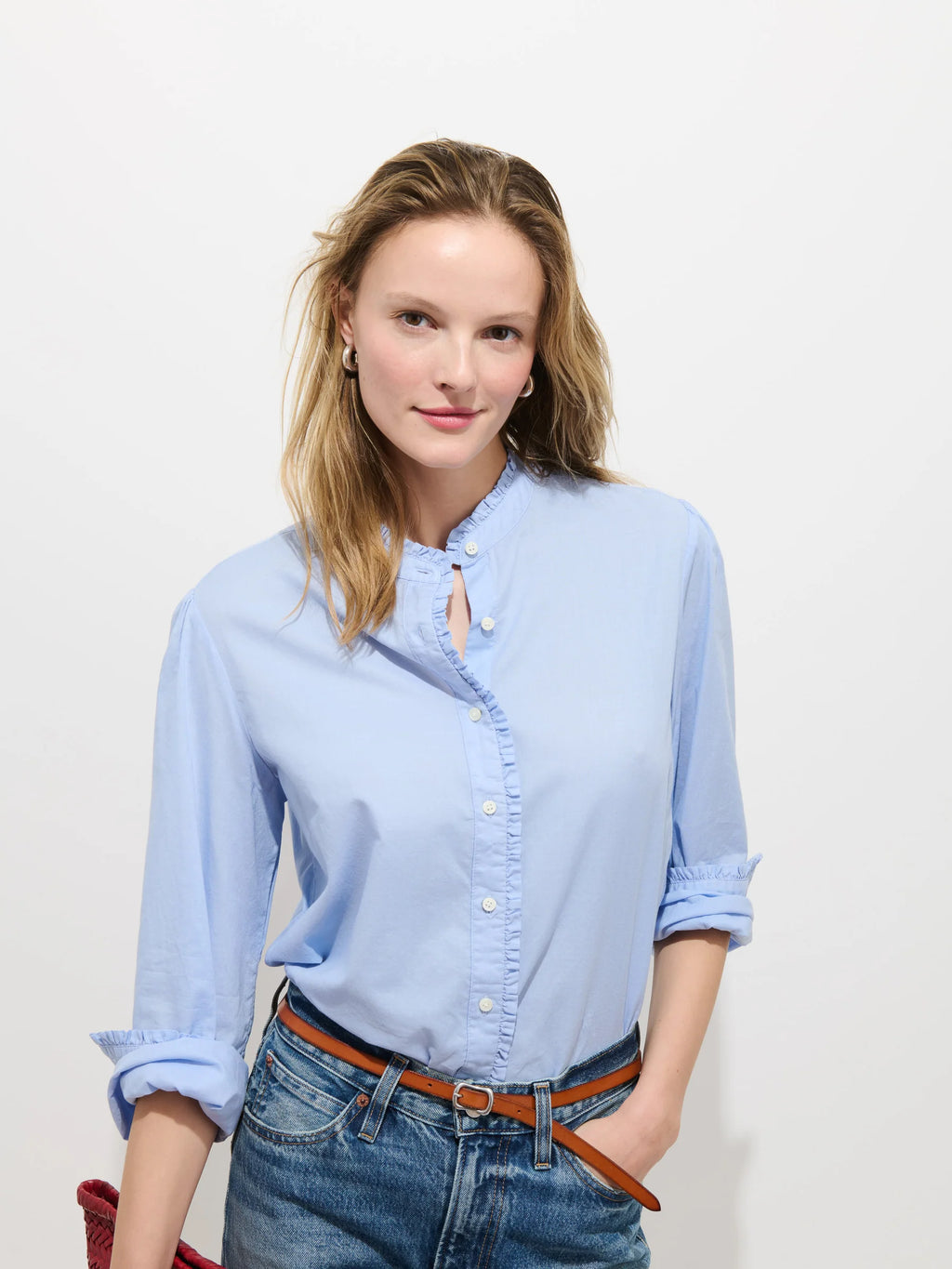 Alex Mill Chantilly Ruffle Shirt In Cotton Voile - Hydrangea